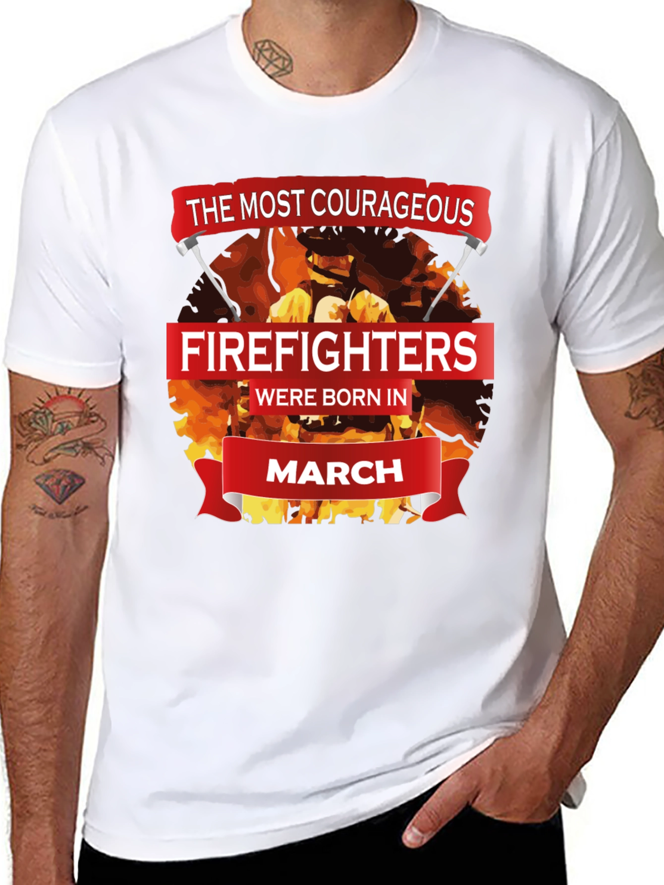 Courageous Firefighters Born in March T-Shirt