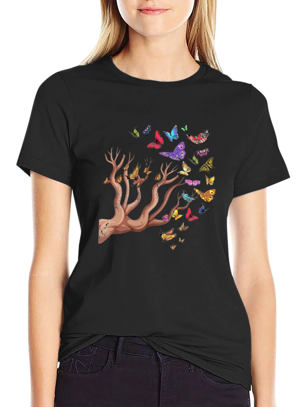 Butterfly Tree Graphic T-Shirt - Stylish Mens Tee