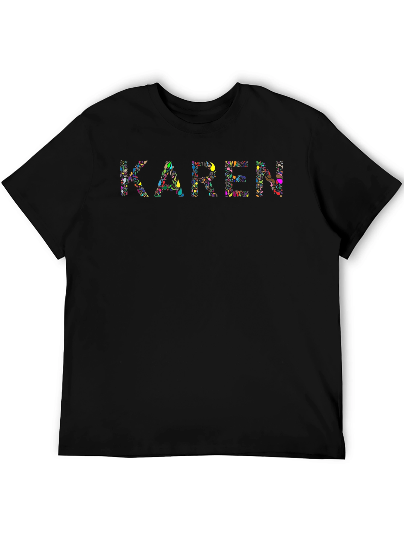 Karen Floral Print Graphic Tee - Black Cotton T-Shirt