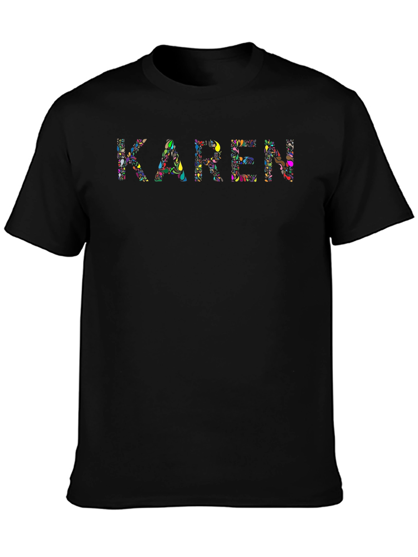 Karen Floral Print Graphic Tee - Black Cotton T-Shirt