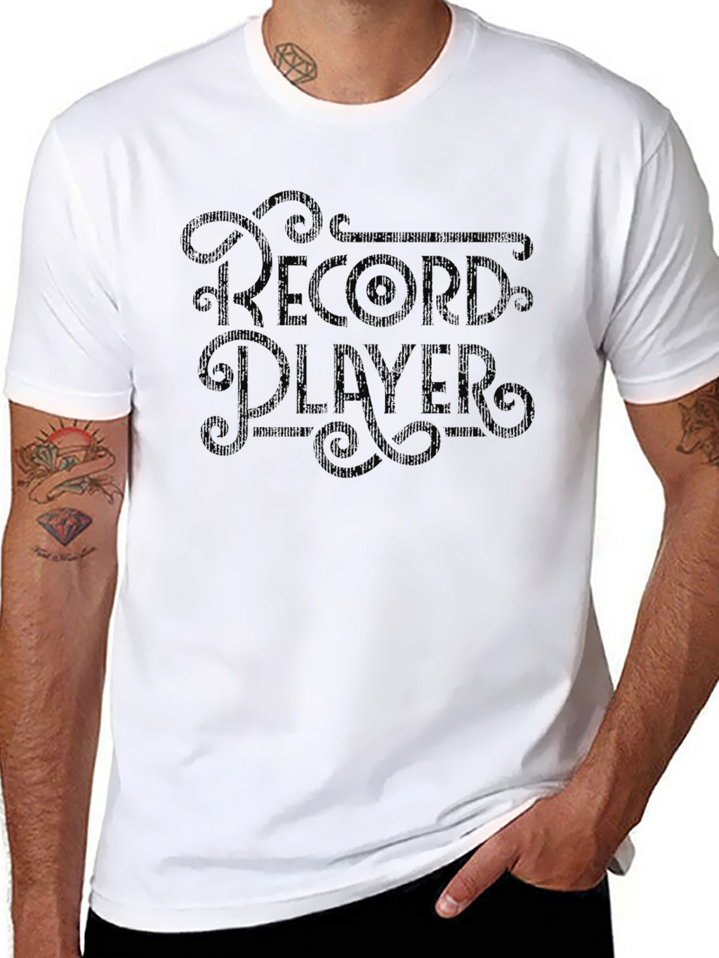 Record Player Black T-Shirt