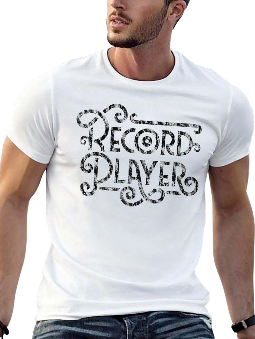 Record Player Black T-Shirt