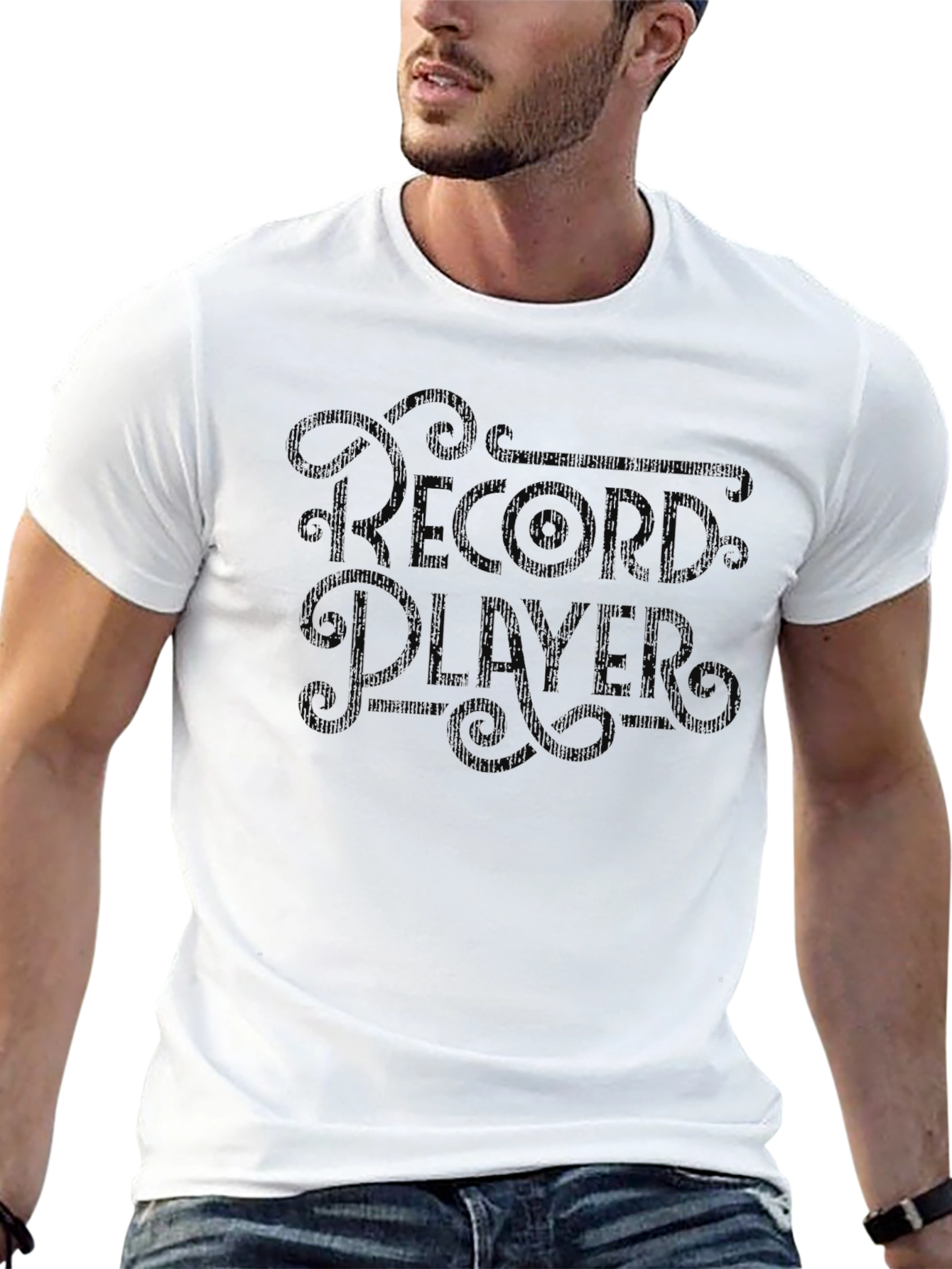 Record Player Black T-Shirt