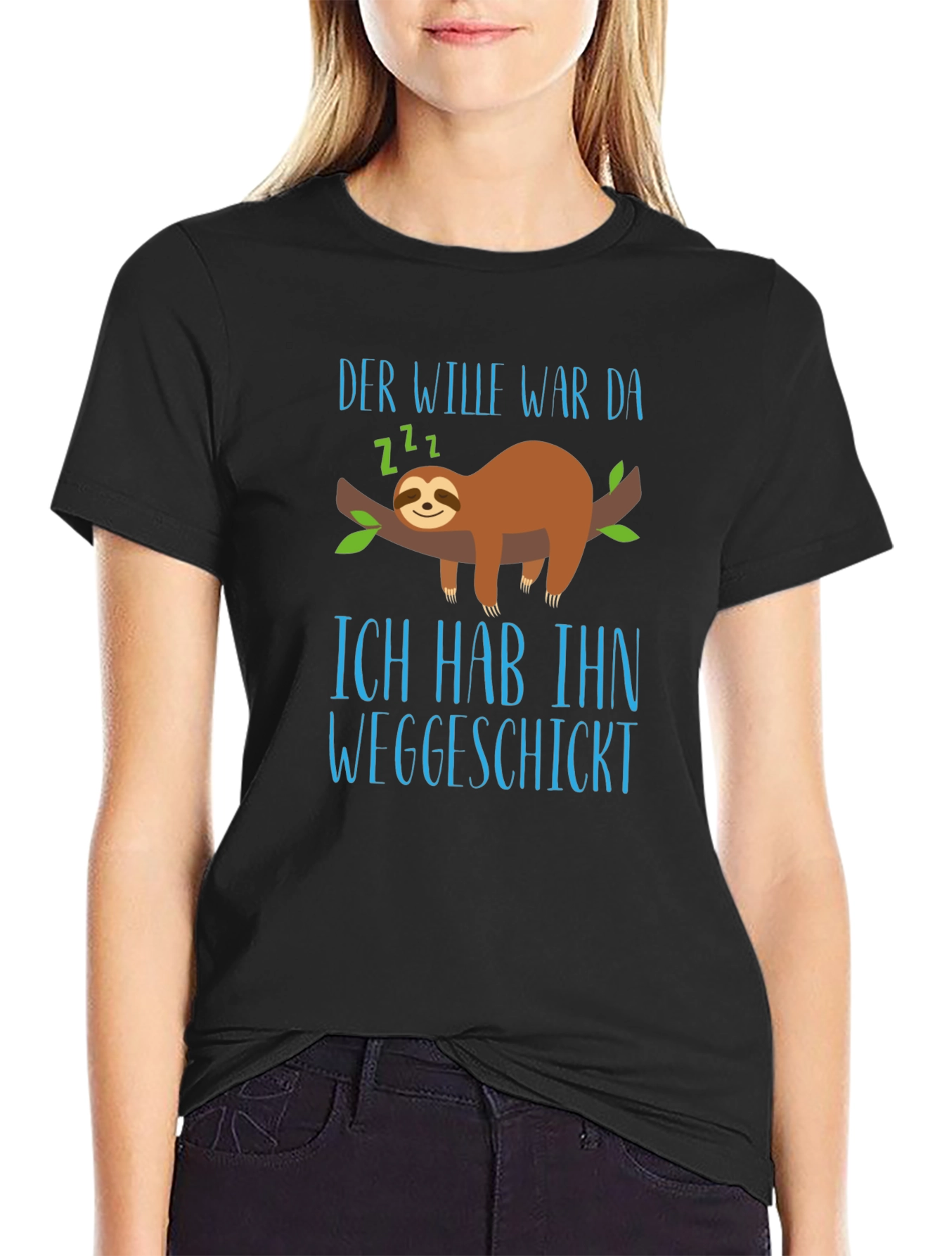 Sloth Graphic T-Shirt - Der Wille War Da Funny Tee