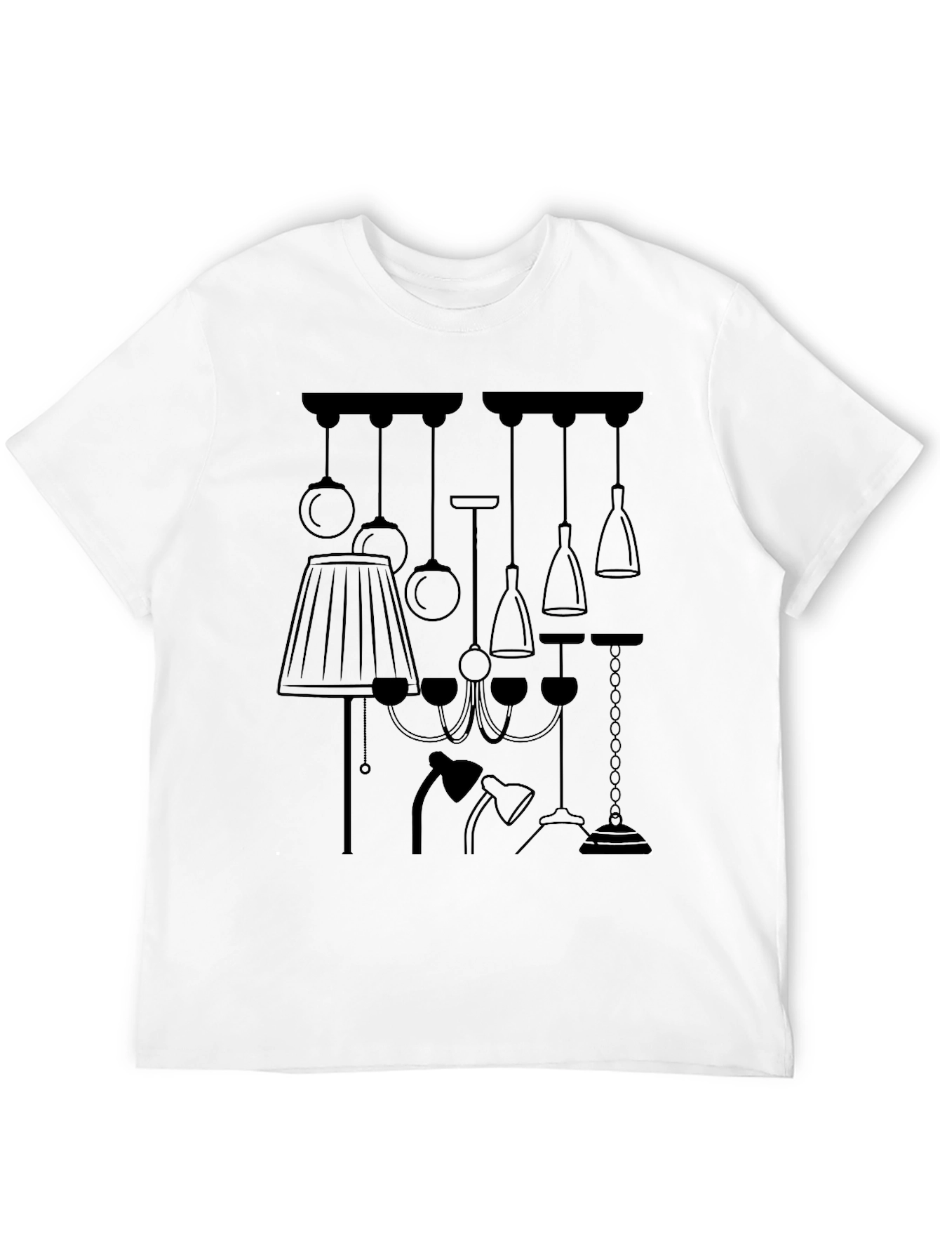 Unique Lamp Design Graphic Tee - Black
