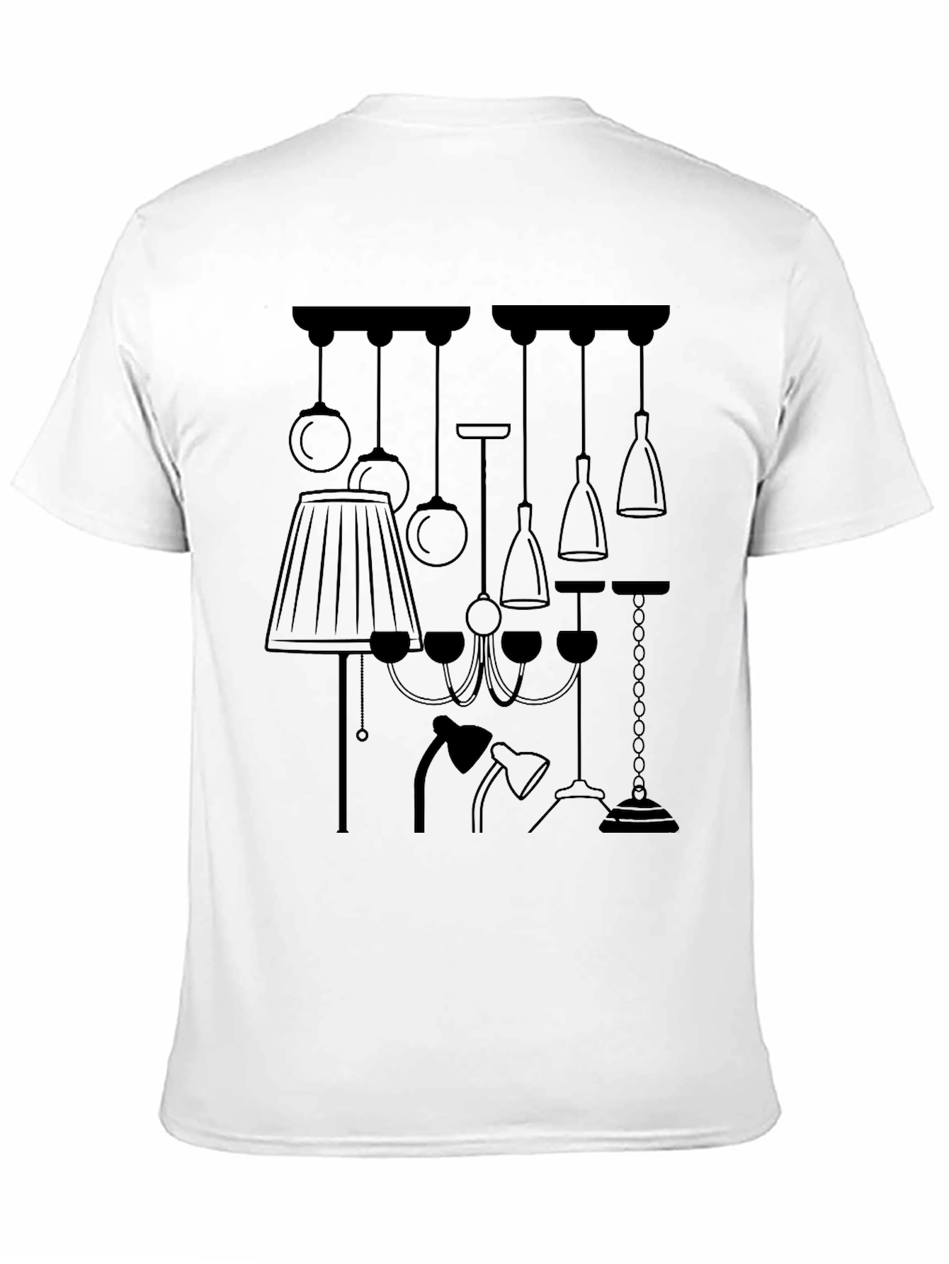 Unique Lamp Design Graphic Tee - Black