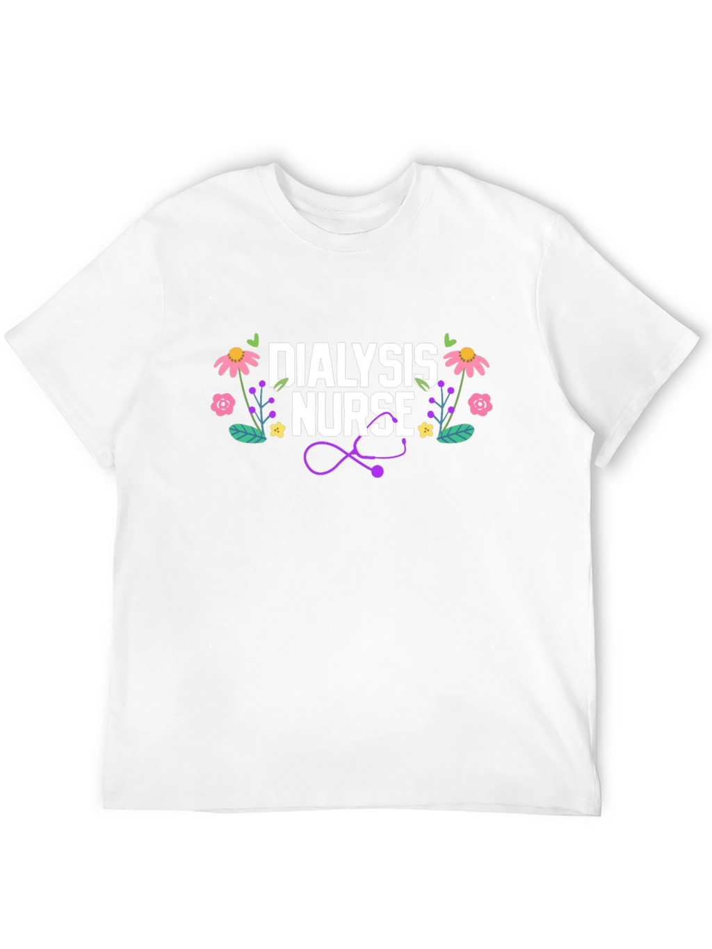 Dialysis Nurse Floral Stethoscope T-Shirt