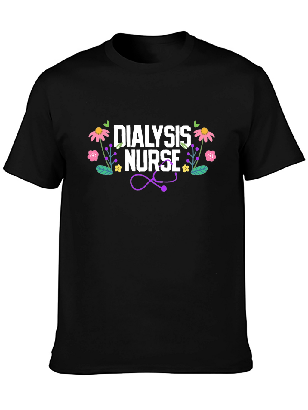 Dialysis Nurse Floral Stethoscope T-Shirt