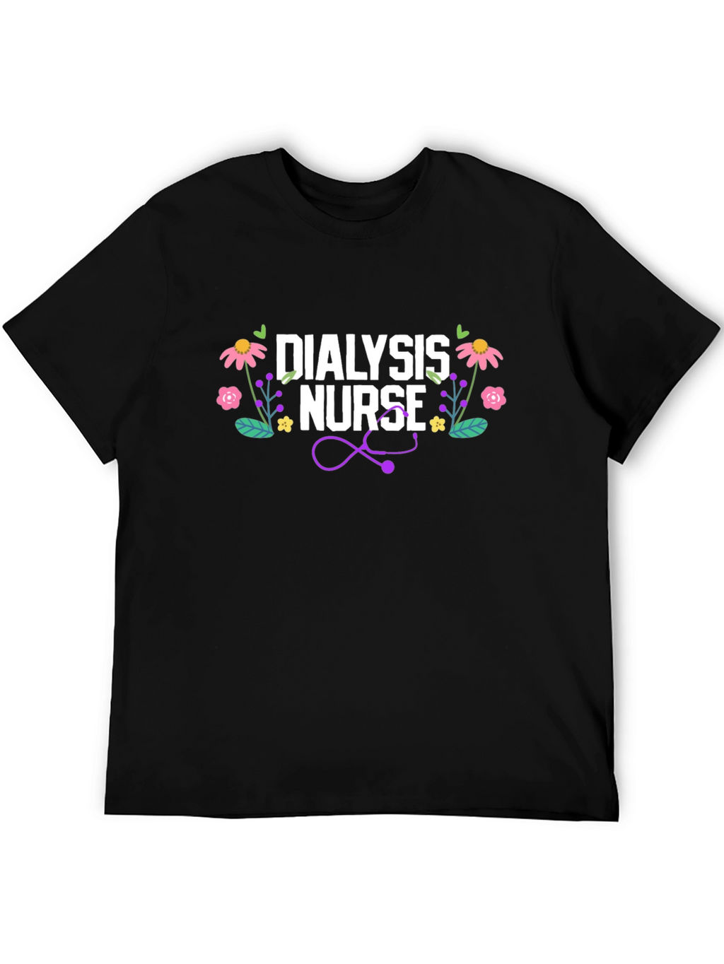 Dialysis Nurse Floral Stethoscope T-Shirt