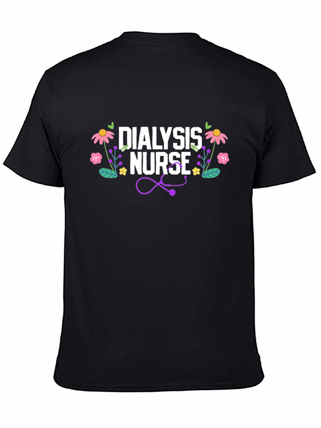 Dialysis Nurse Floral Stethoscope T-Shirt