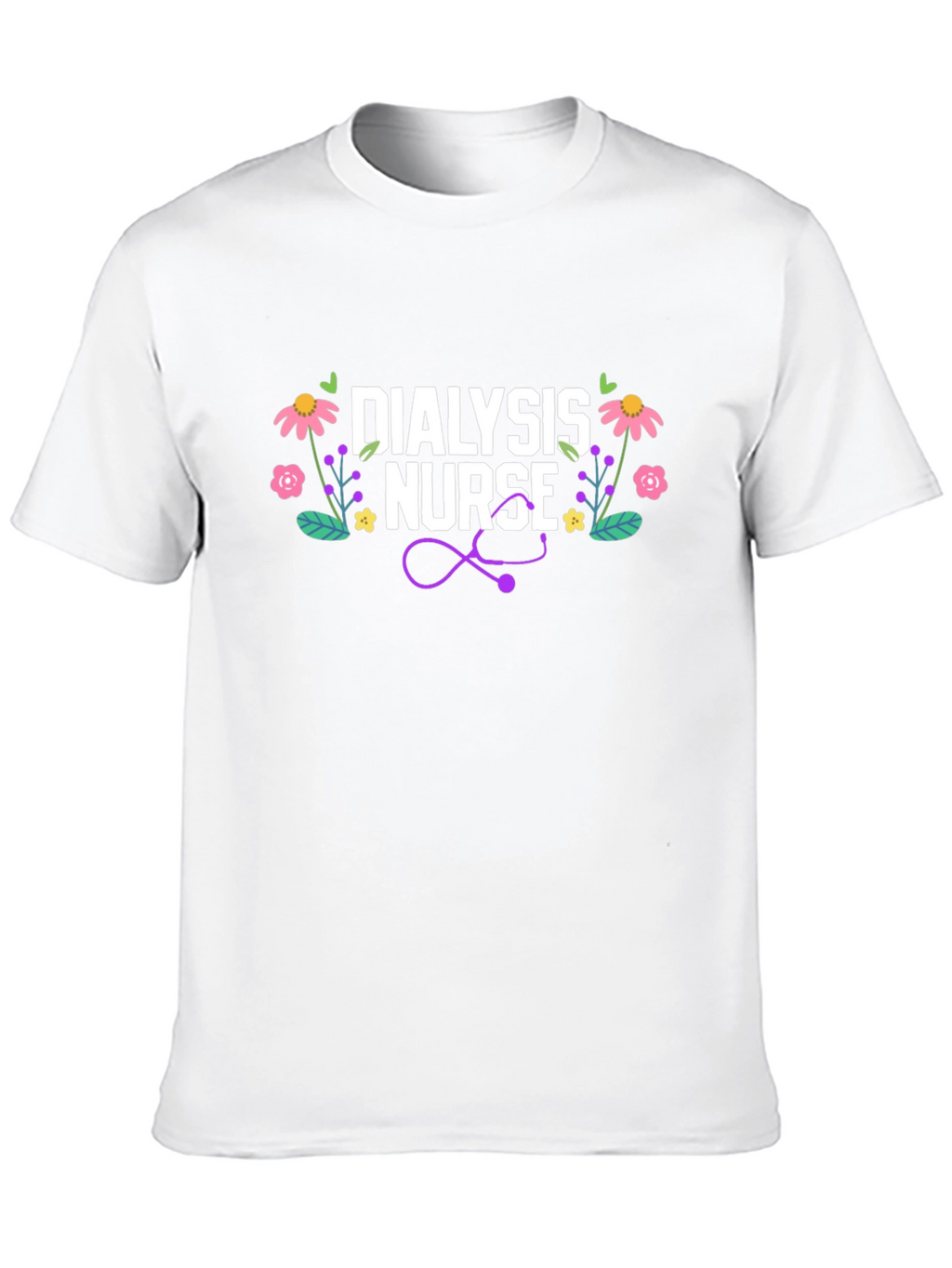 Dialysis Nurse Floral Stethoscope T-Shirt