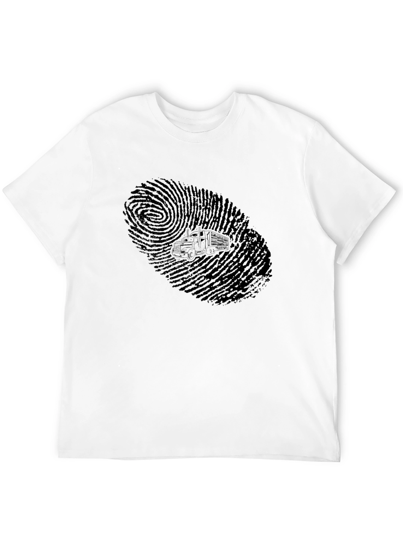 Trucker Fingerprint Graphic Tee - Black Cotton T-Shirt