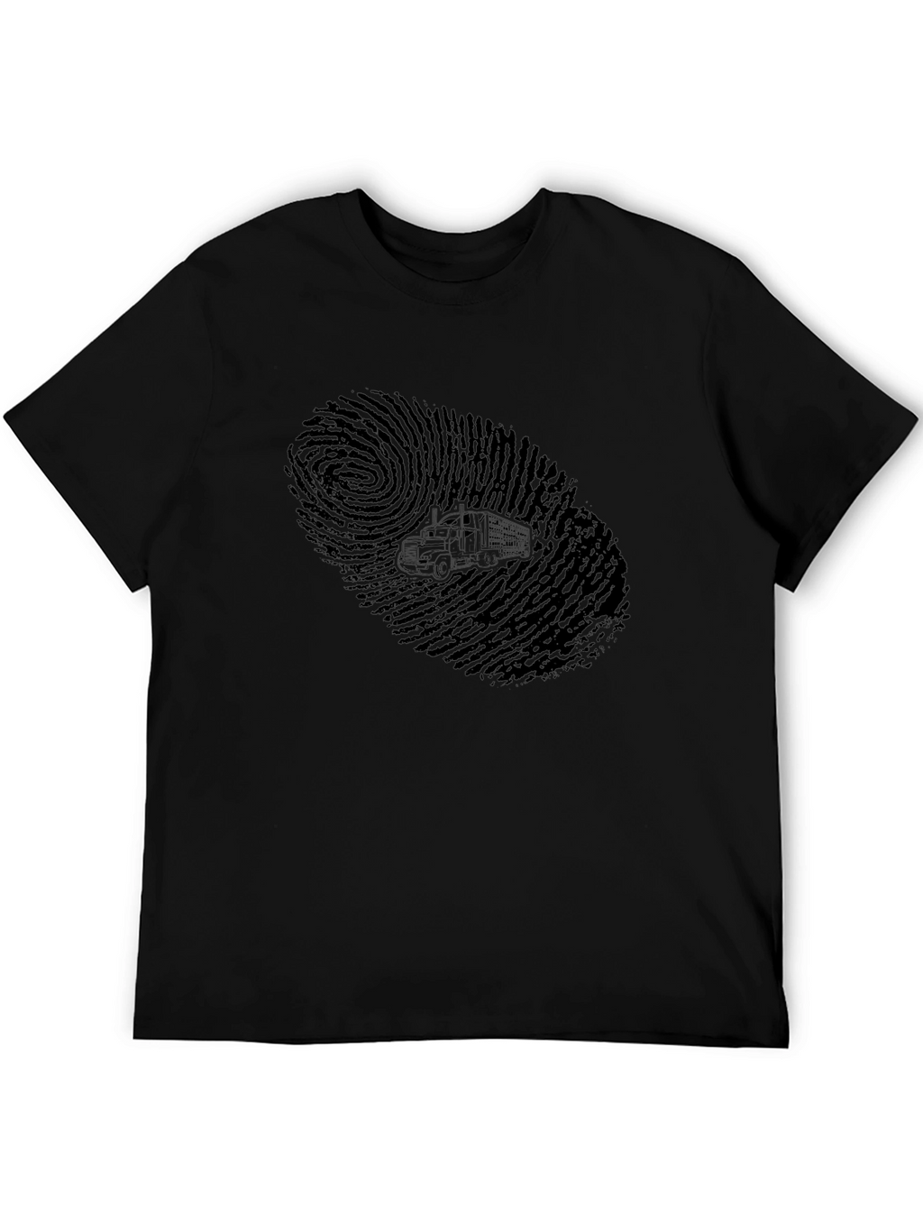 Trucker Fingerprint Graphic Tee - Black Cotton T-Shirt