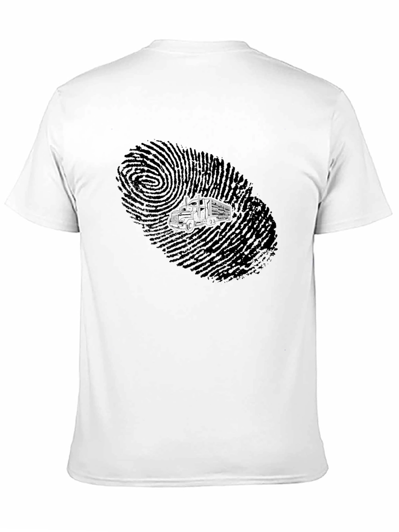 Trucker Fingerprint Graphic Tee - Black Cotton T-Shirt