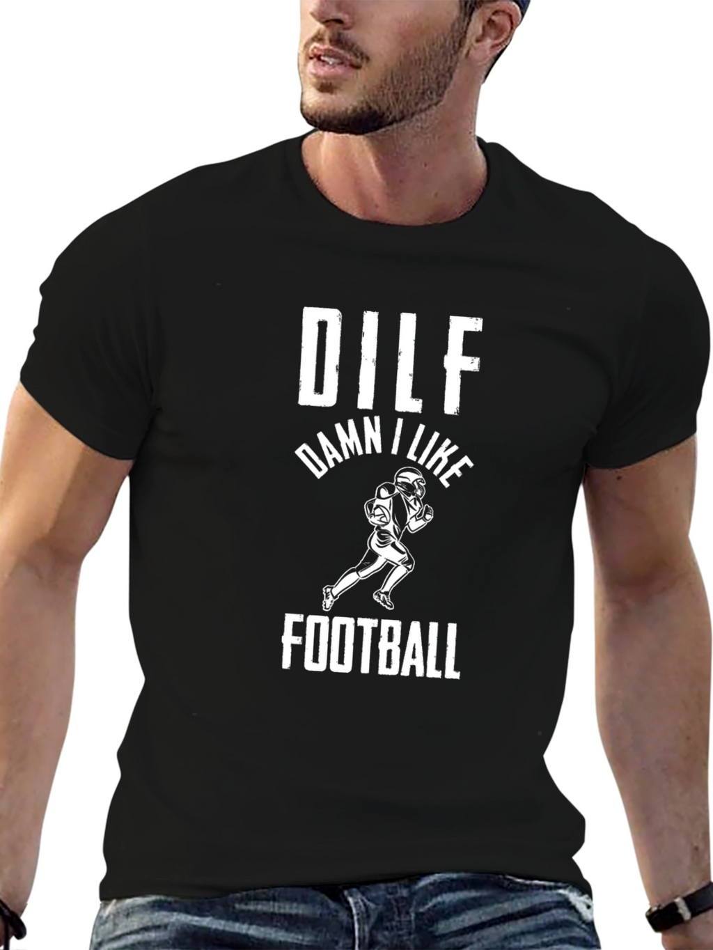 DILF Damn I Like Football Graphic T-Shirt