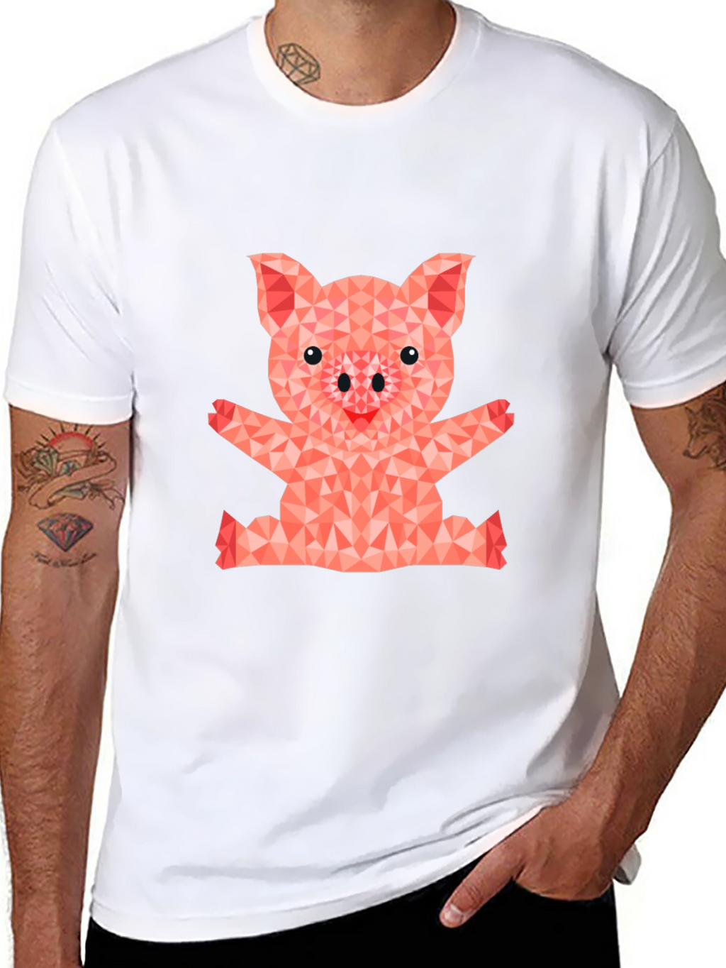 Geometric Pig Graphic T-Shirt - Cute & Stylish