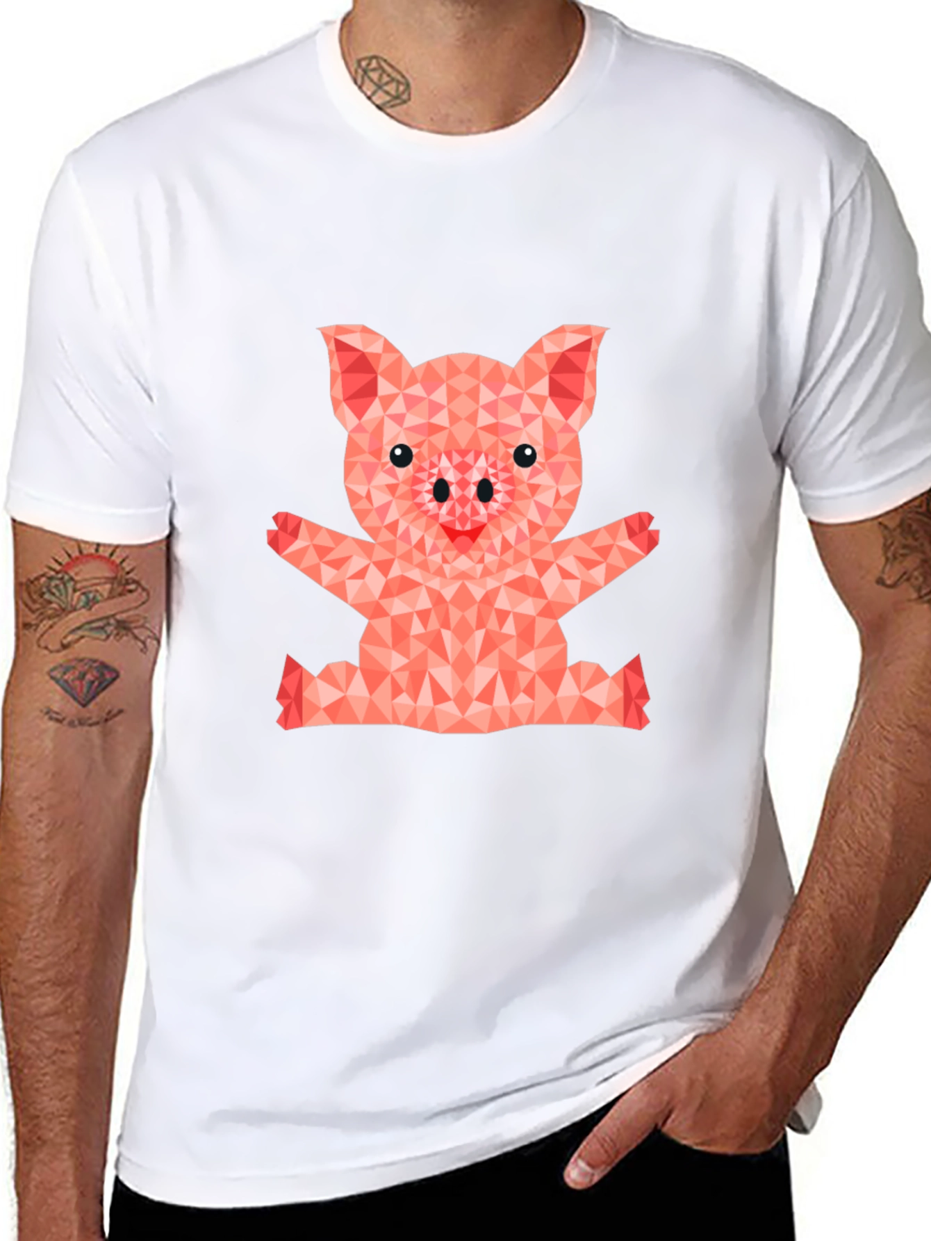 Geometric Pig Graphic T-Shirt - Cute & Stylish