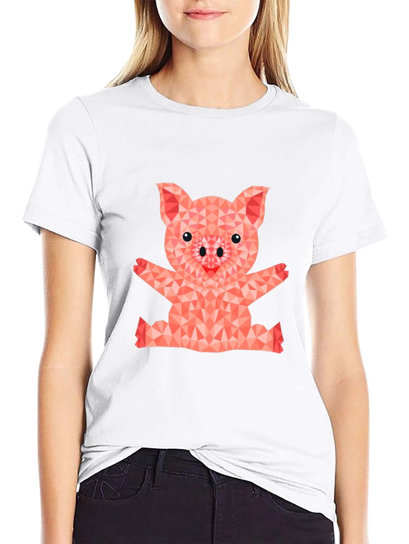 Geometric Pig Graphic T-Shirt - Cute & Stylish