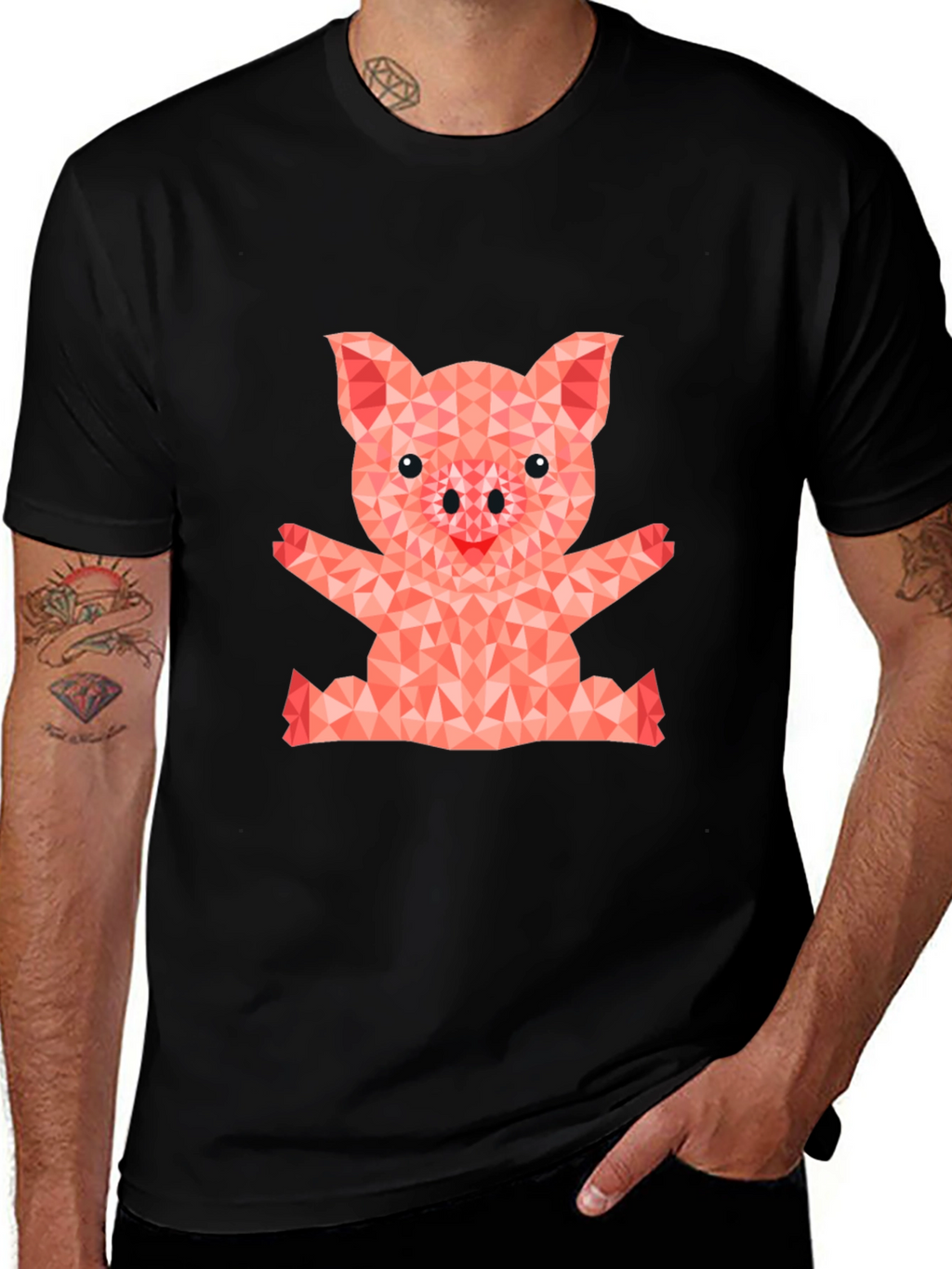 Geometric Pig Graphic T-Shirt - Cute & Stylish