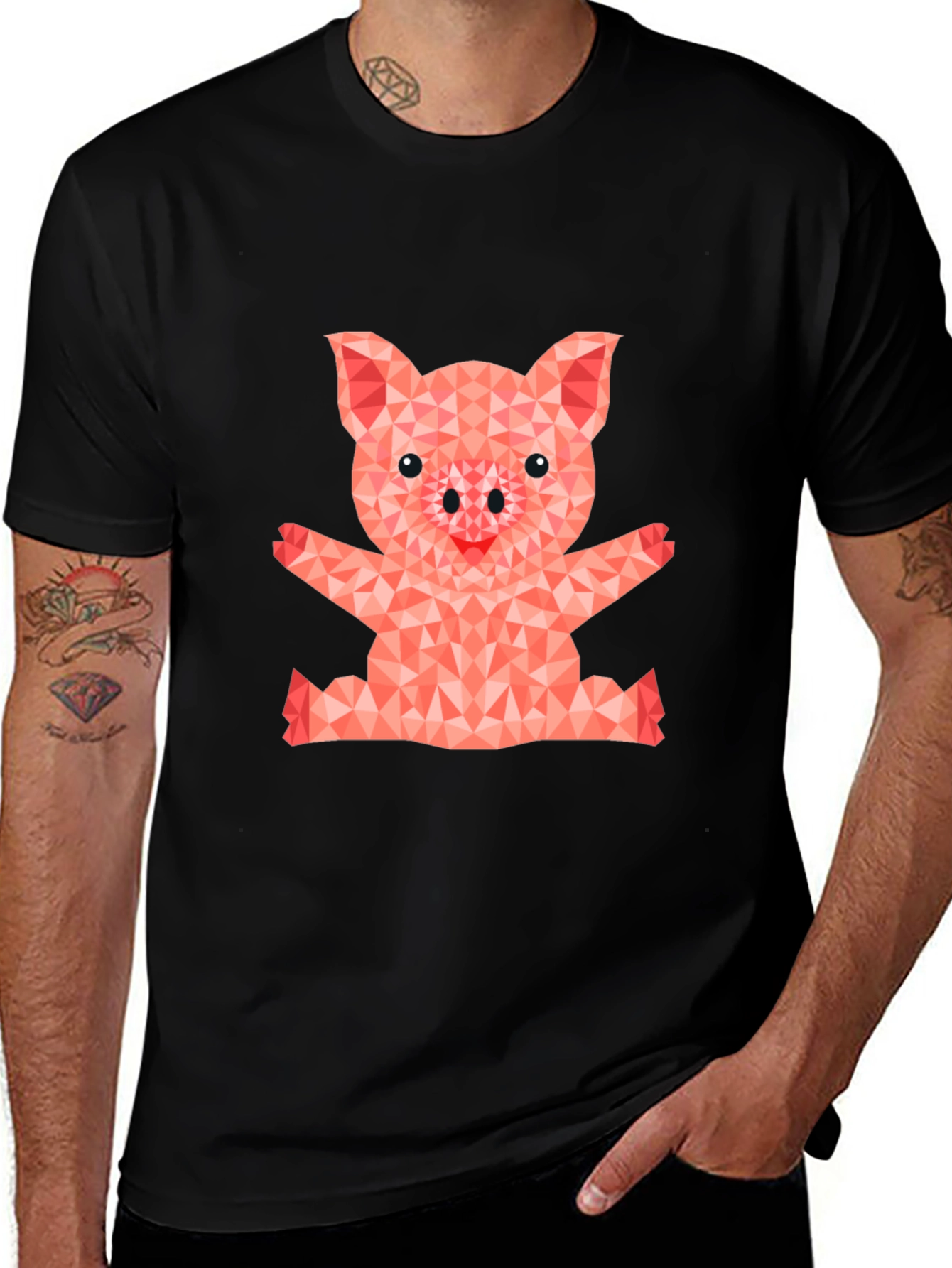Geometric Pig Graphic T-Shirt - Cute & Stylish
