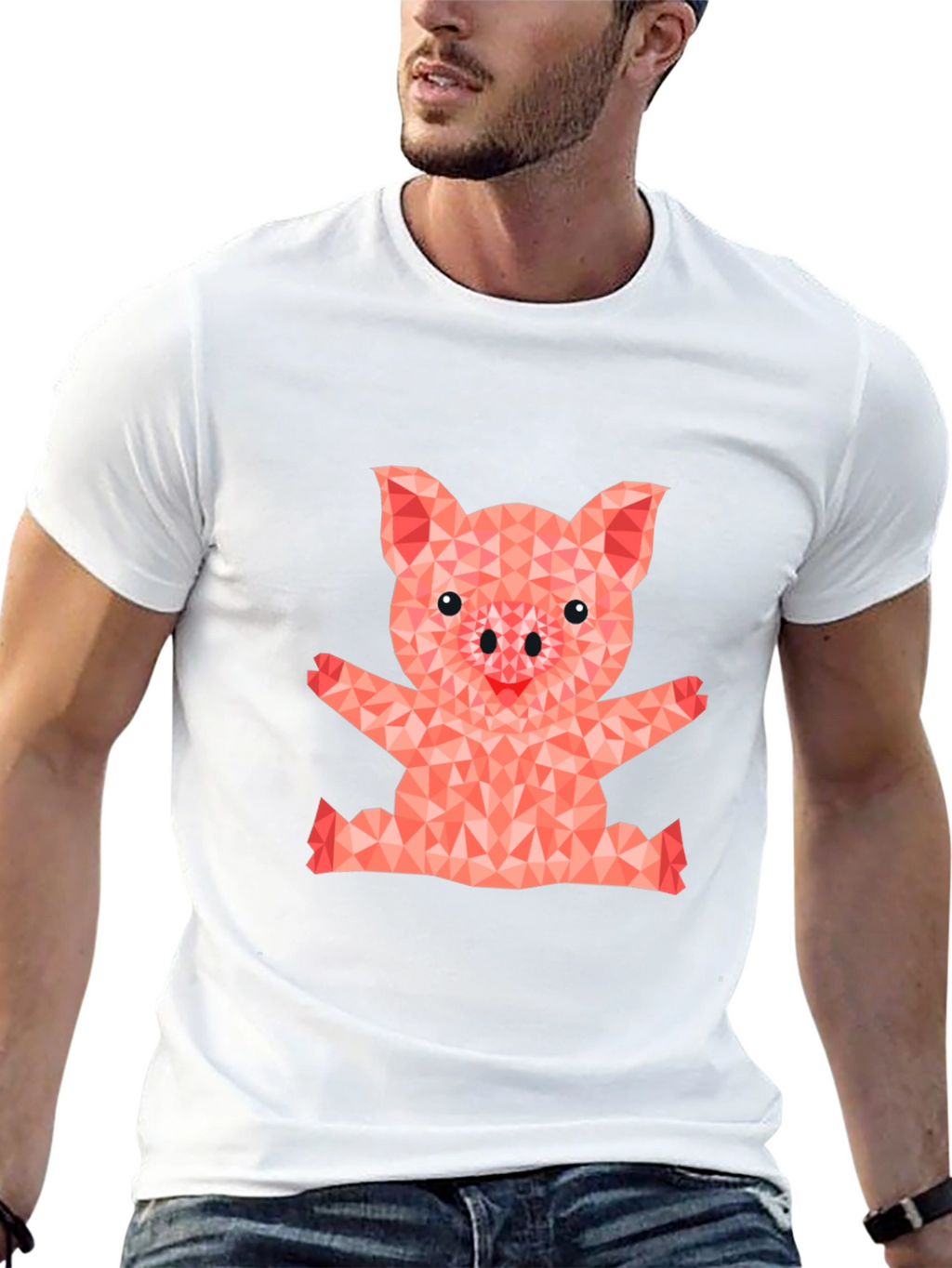 Geometric Pig Graphic T-Shirt - Cute & Stylish