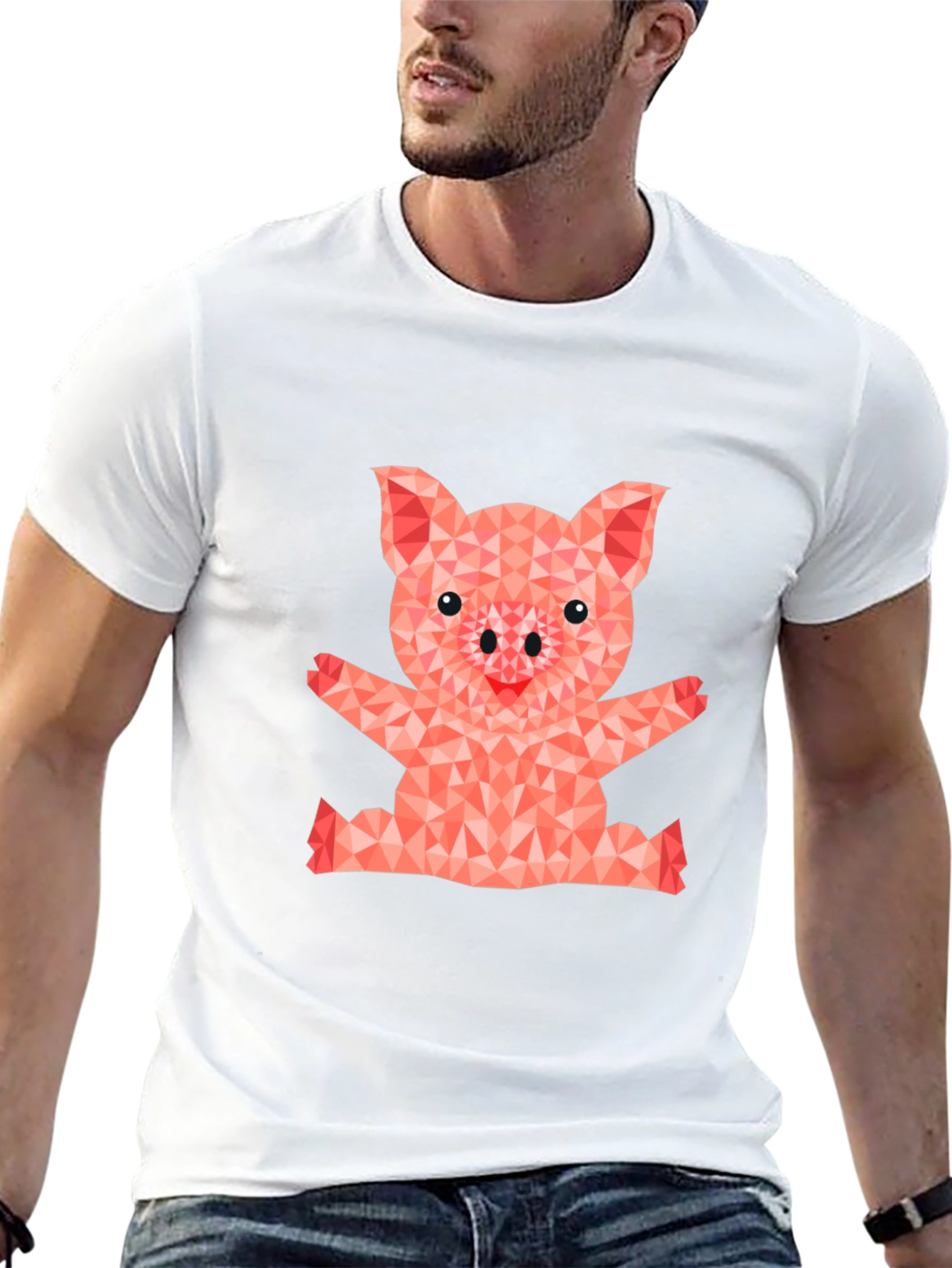 Geometric Pig Graphic T-Shirt - Cute & Stylish