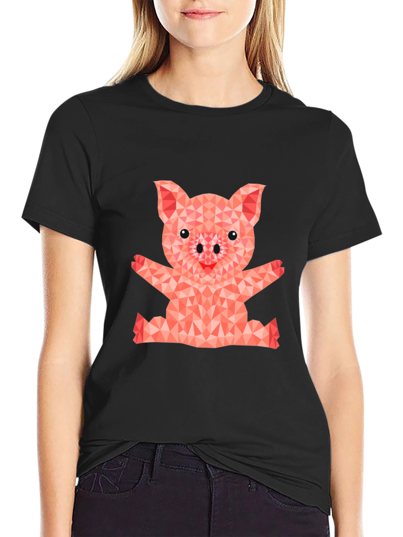 Geometric Pig Graphic T-Shirt - Cute & Stylish