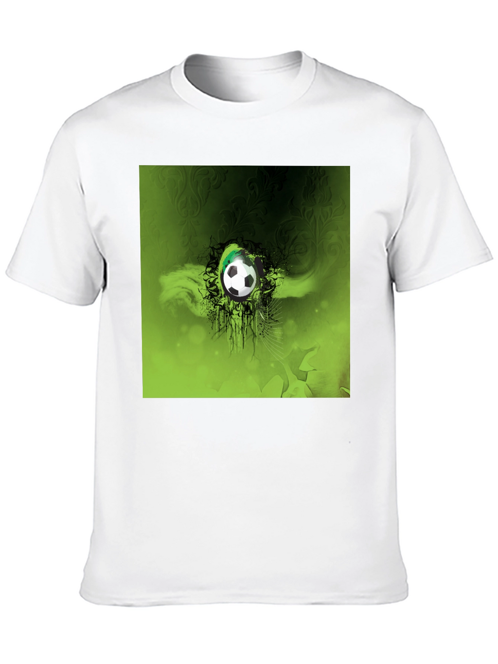 Green Soccer Ball Graphic Black T-Shirt
