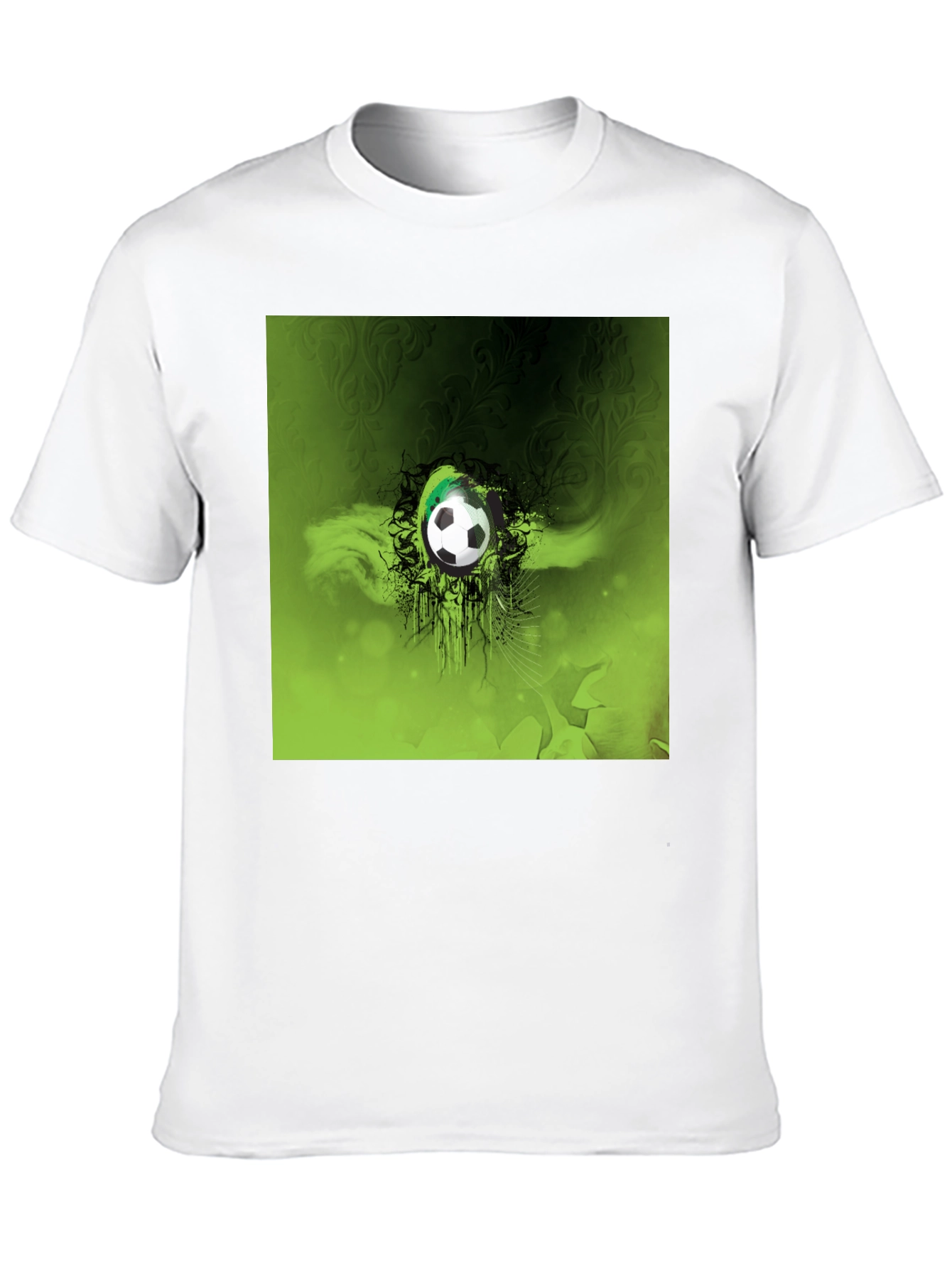 Green Soccer Ball Graphic Black T-Shirt