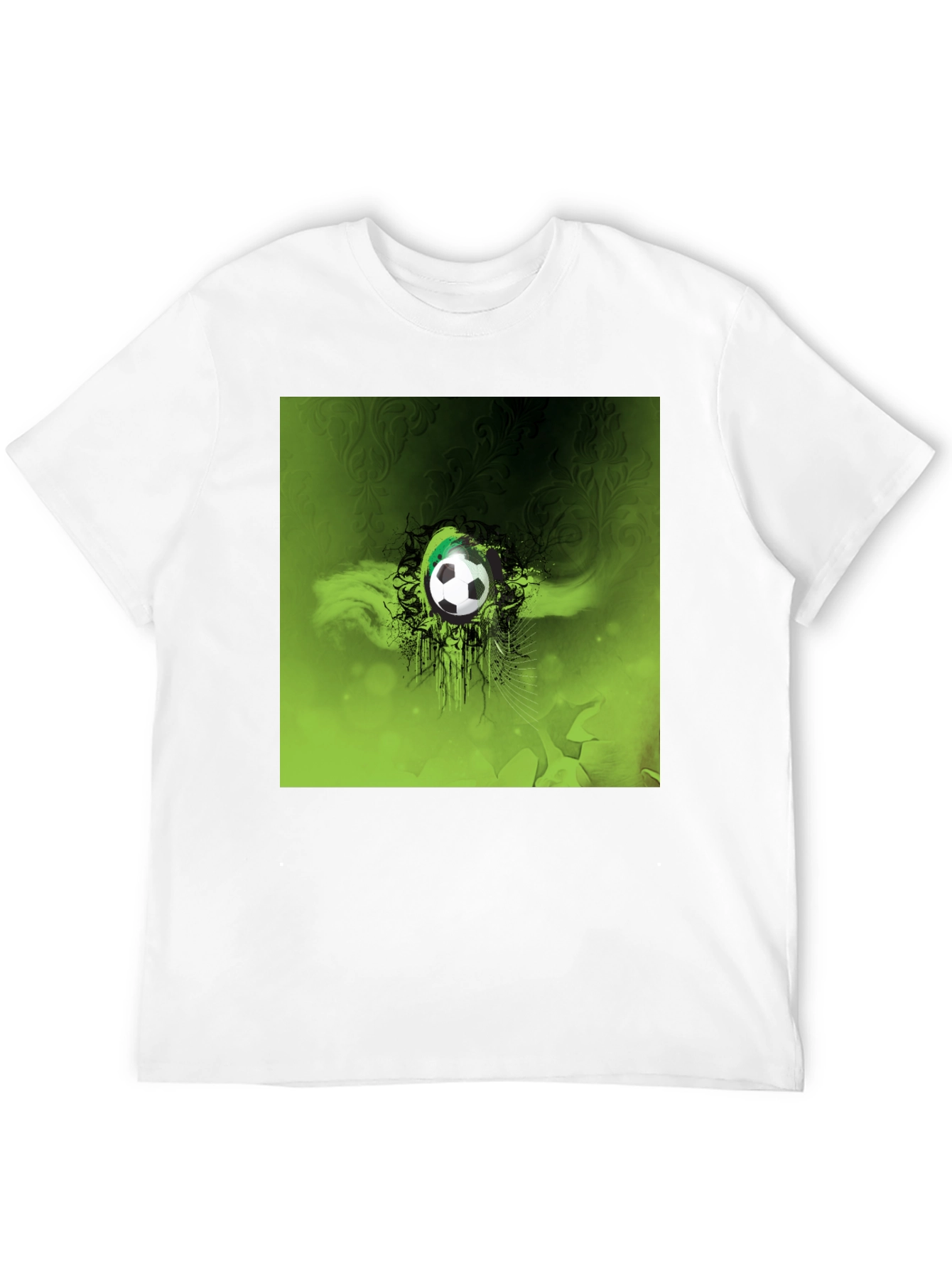 Green Soccer Ball Graphic Black T-Shirt