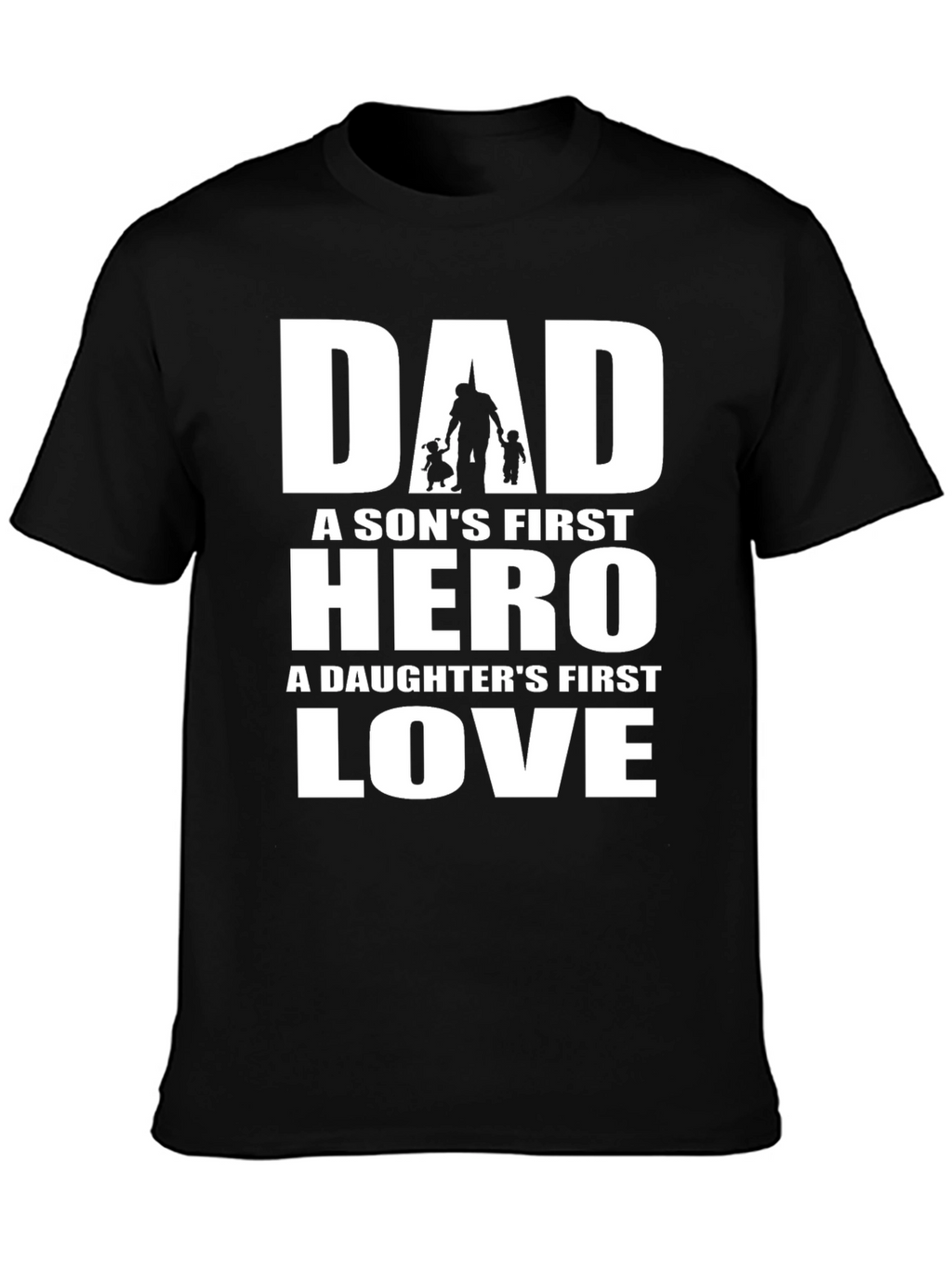 Dad Hero Love Black Graphic T-Shirt
