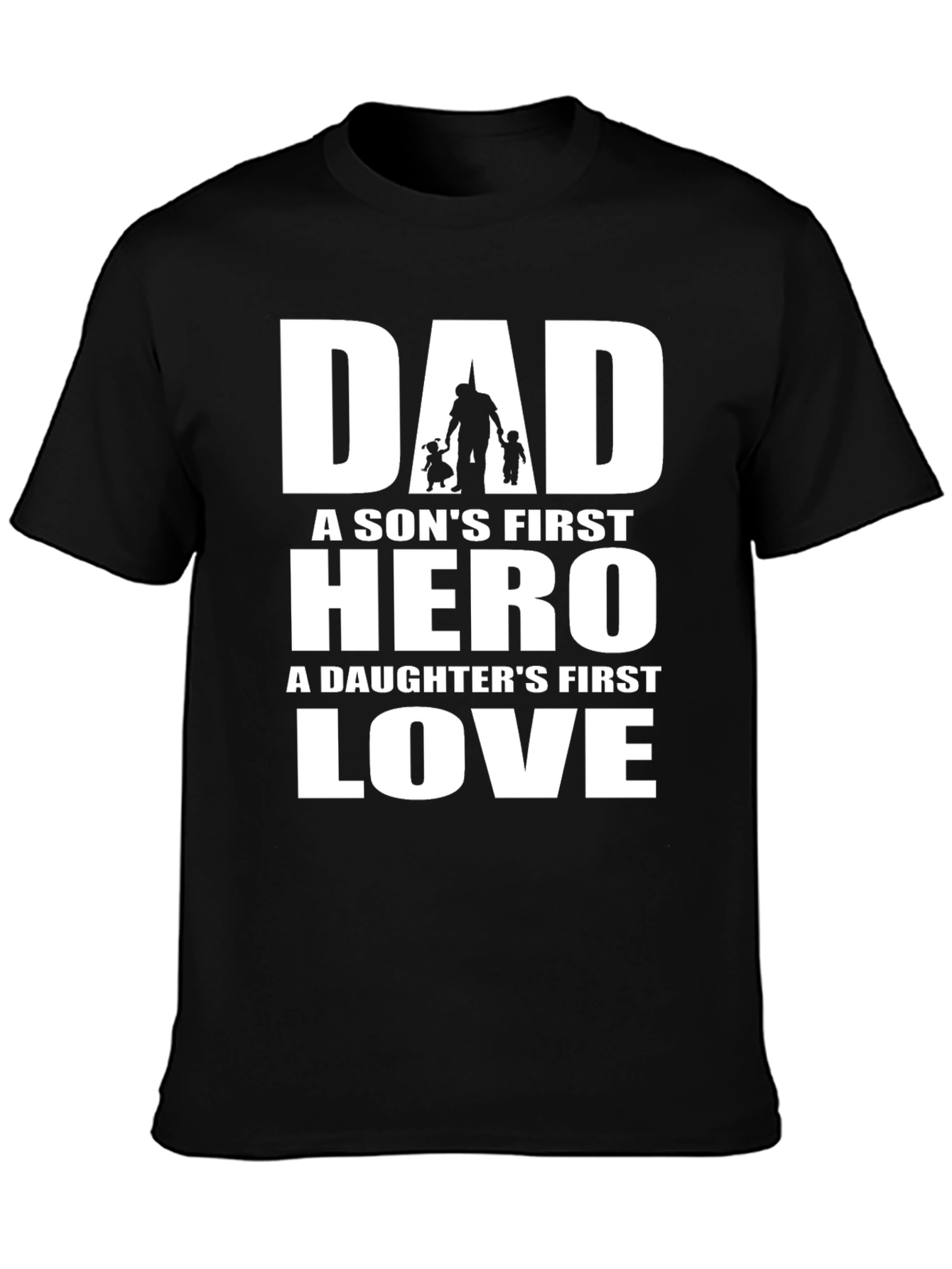 Dad Hero Love Black Graphic T-Shirt