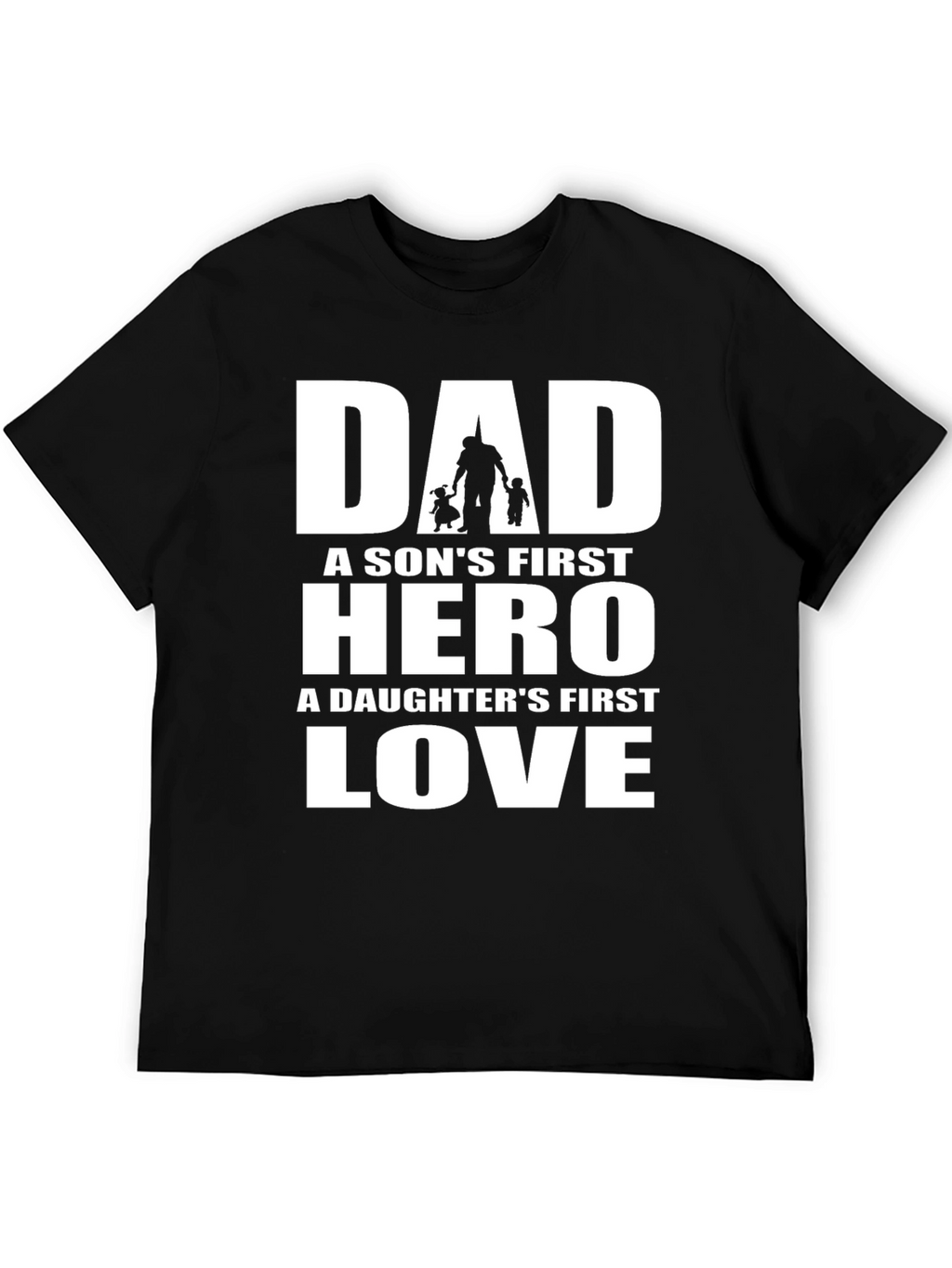 Dad Hero Love Black Graphic T-Shirt