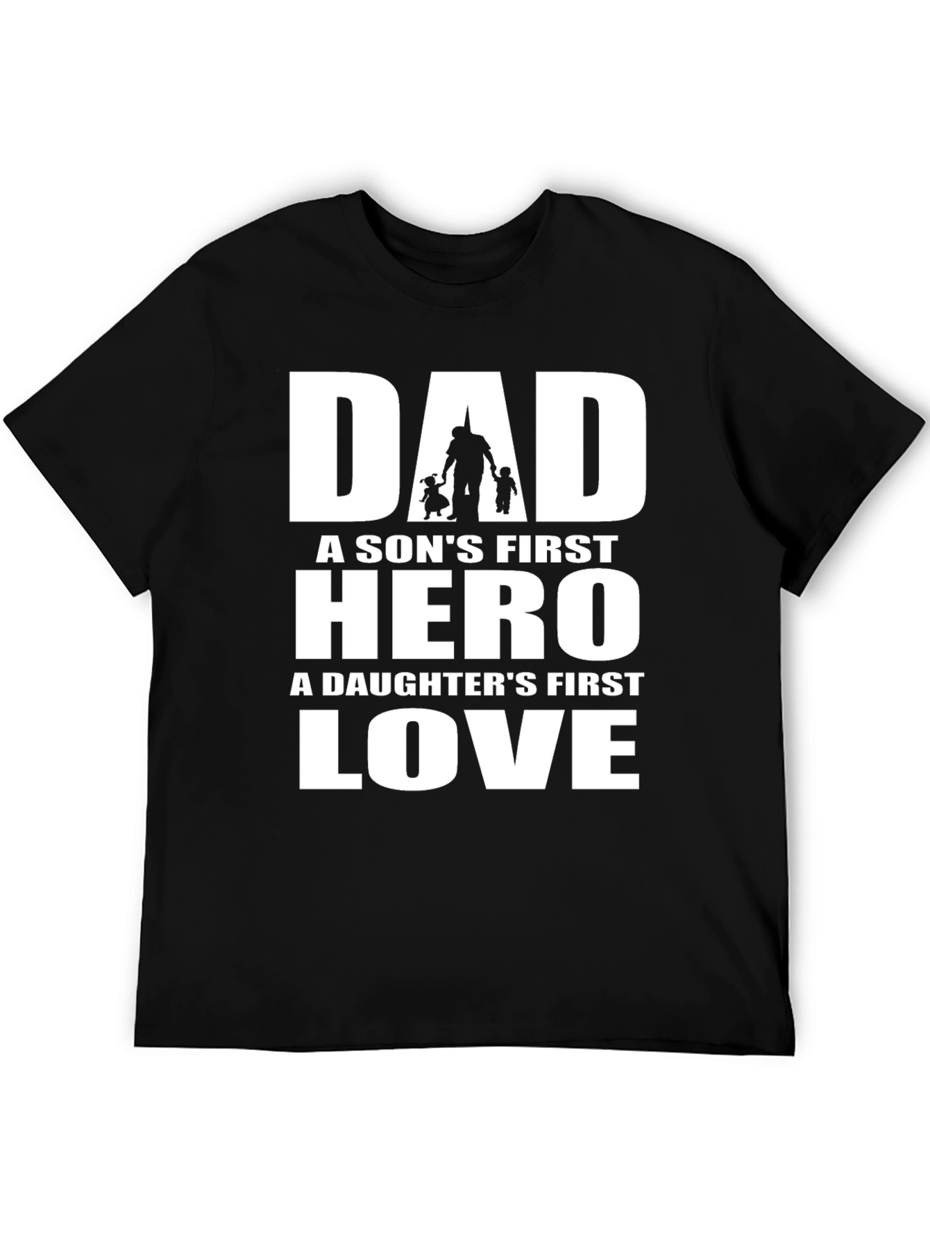 Dad Hero Love Black Graphic T-Shirt