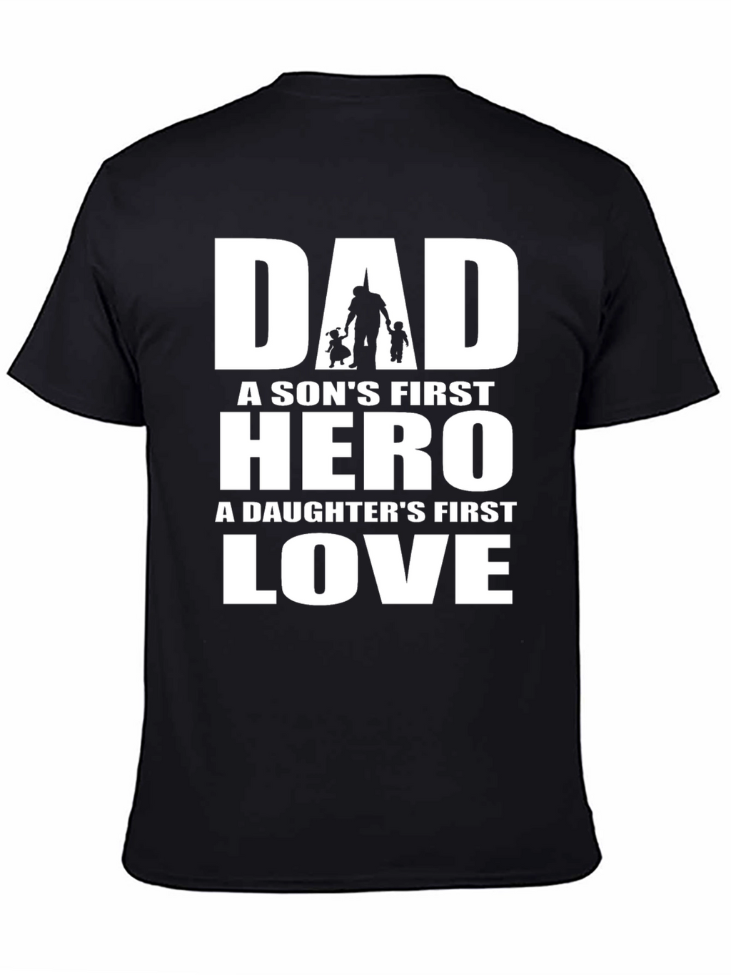 Dad Hero Love Black Graphic T-Shirt
