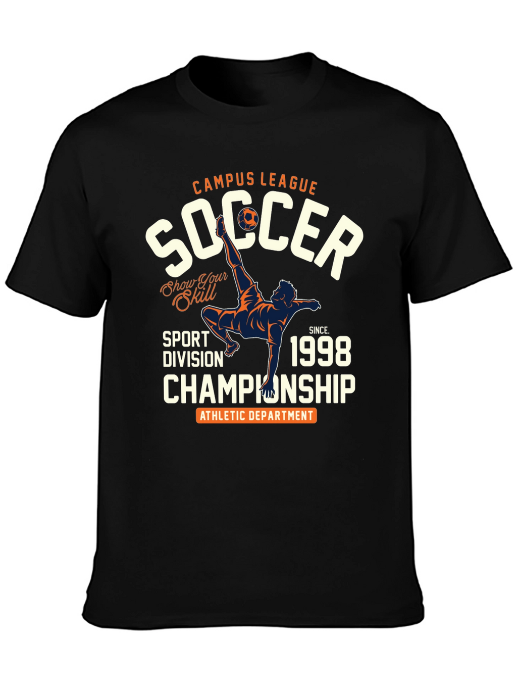 Campus League Soccer Championship Black T-Shirt