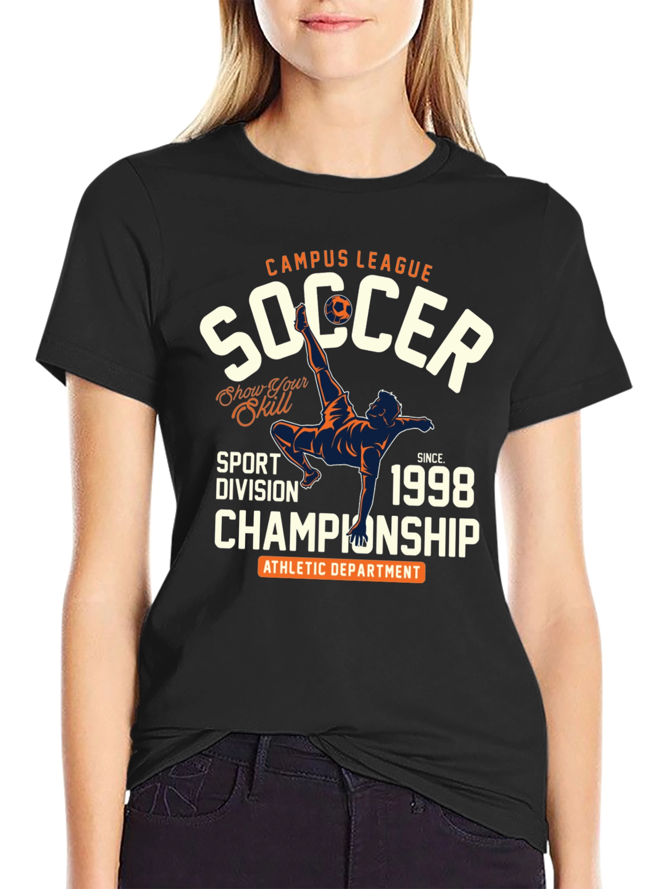 Campus League Soccer Championship Black T-Shirt