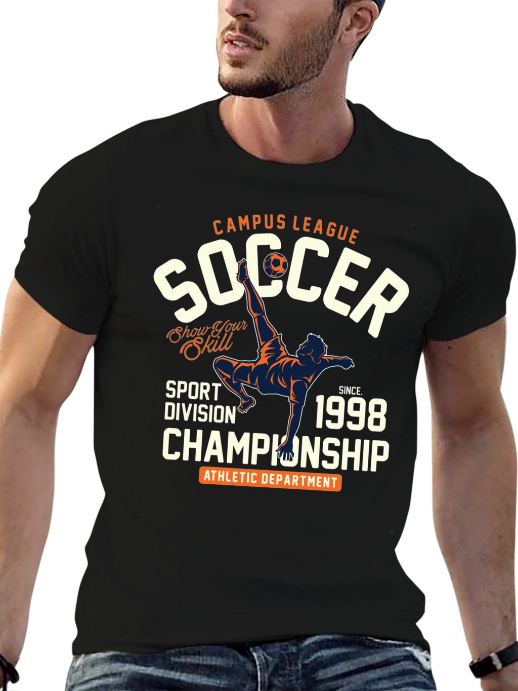 Campus League Soccer Championship Black T-Shirt