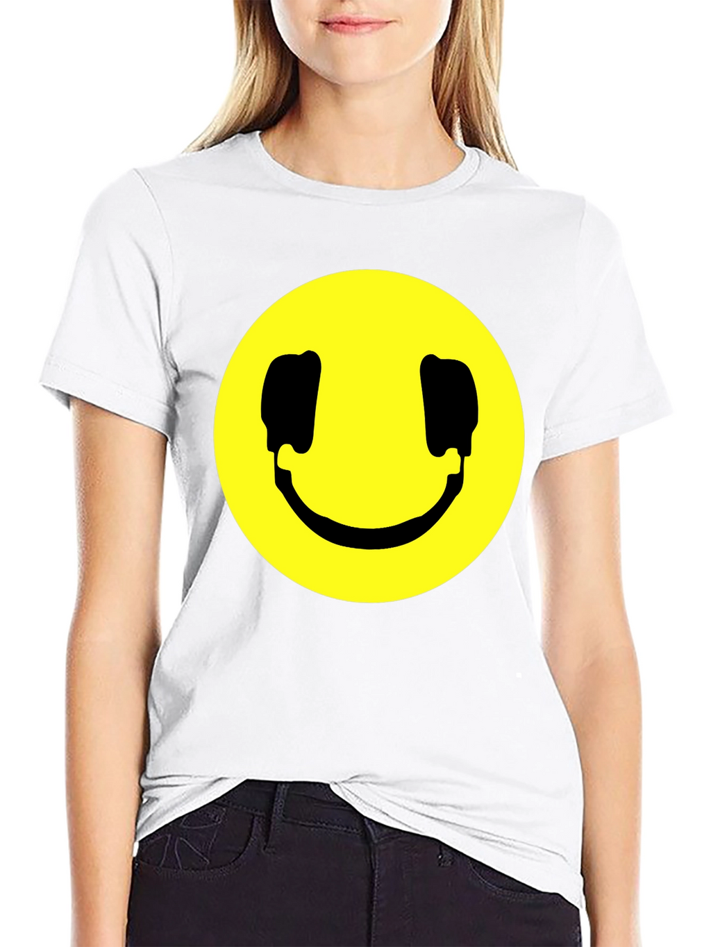 Smiley Face Graphic Black T-Shirt
