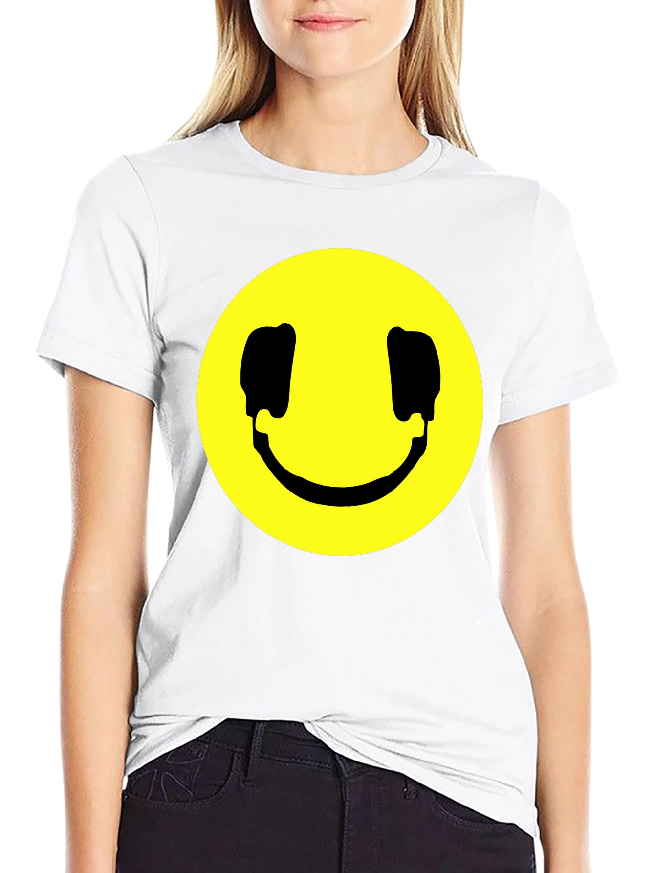 Smiley Face Graphic Black T-Shirt