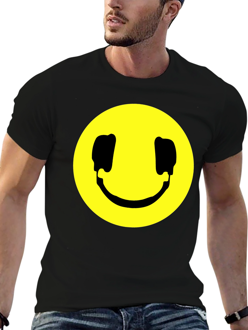 Smiley Face Graphic Black T-Shirt