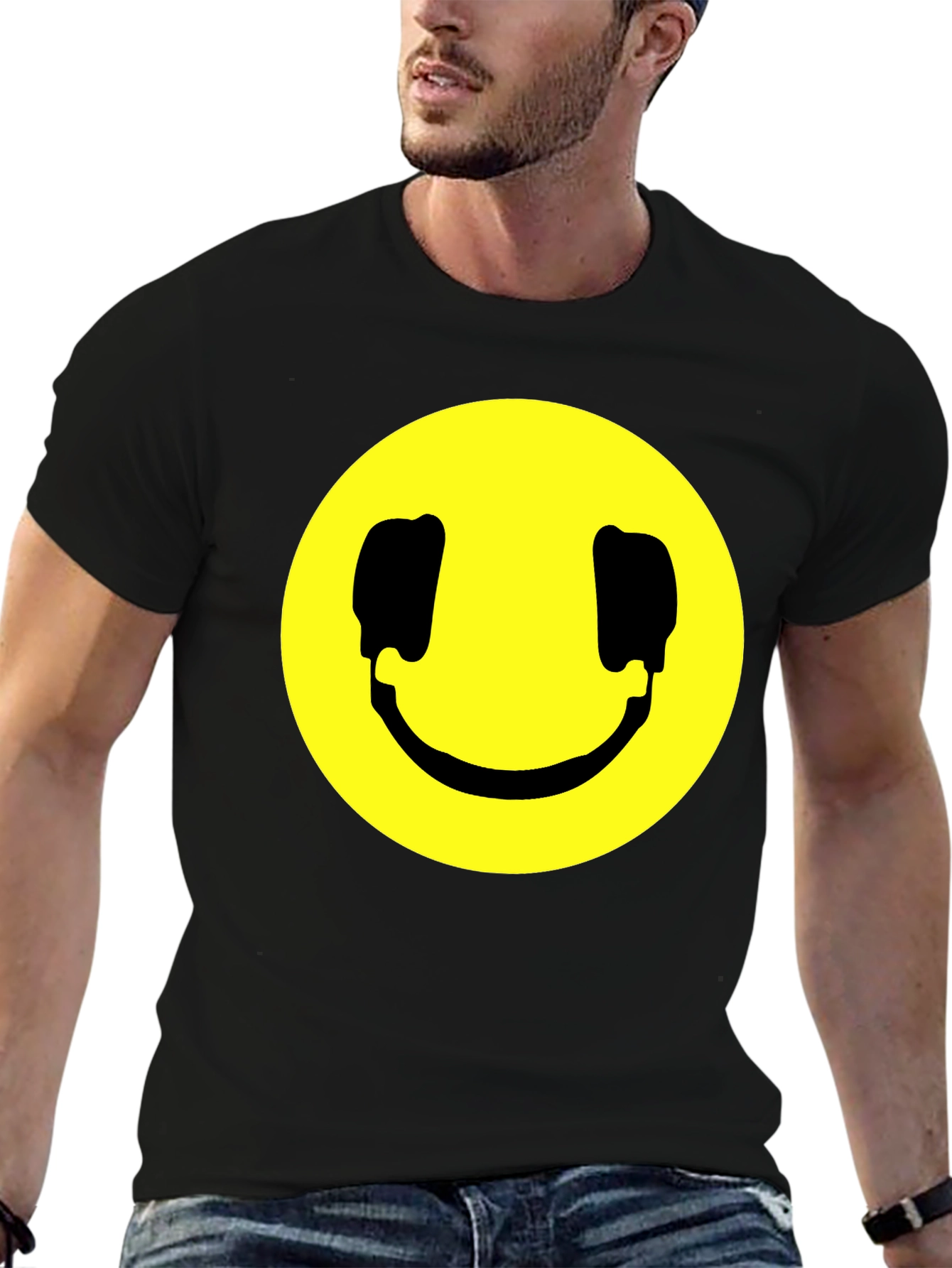 Smiley Face Graphic Black T-Shirt