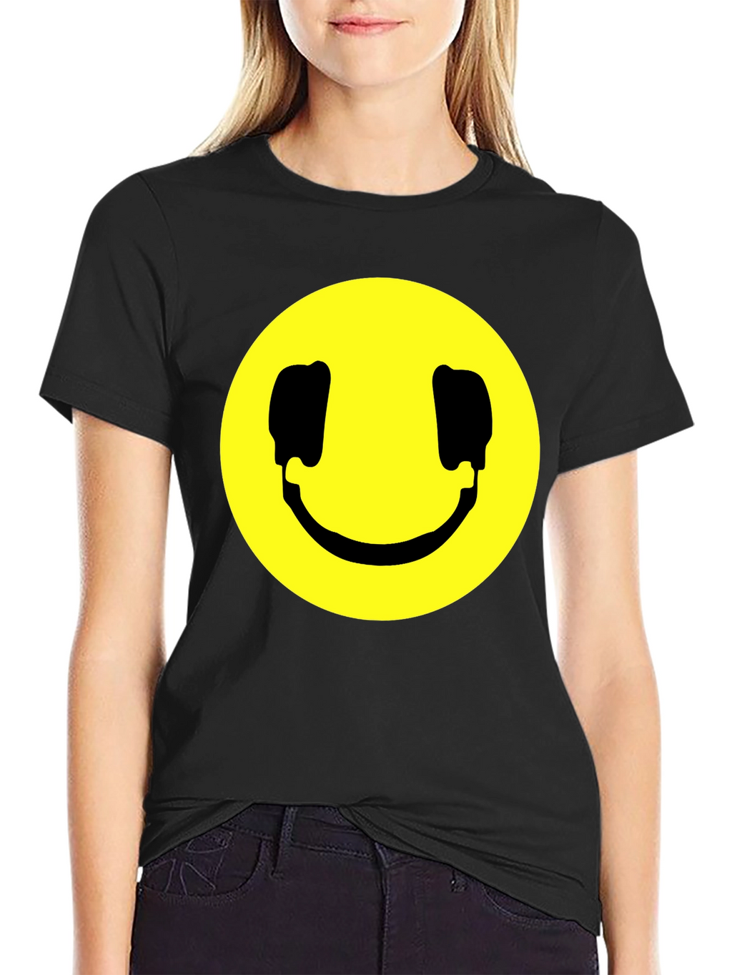 Smiley Face Graphic Black T-Shirt