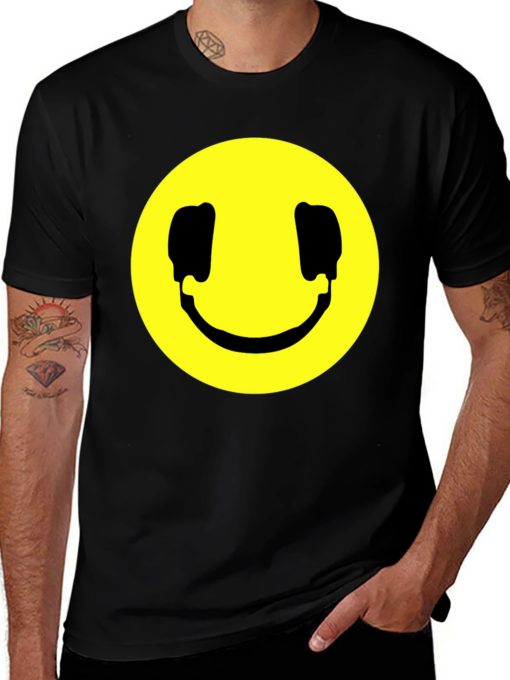Smiley Face Graphic Black T-Shirt