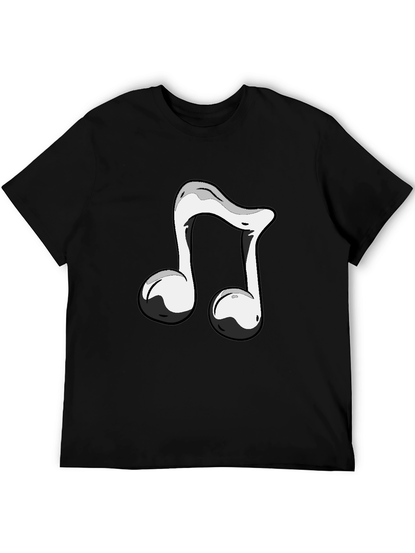 Black T-Shirt with Musical Note Design