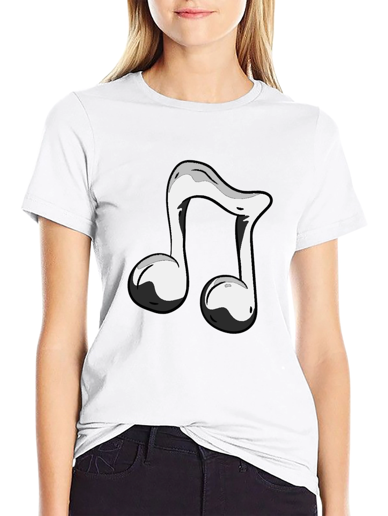 Black T-Shirt with Musical Note Design