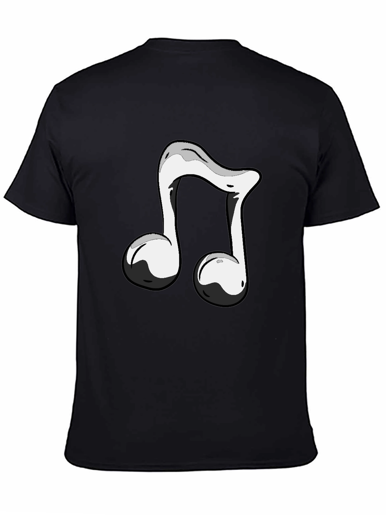 Black T-Shirt with Musical Note Design