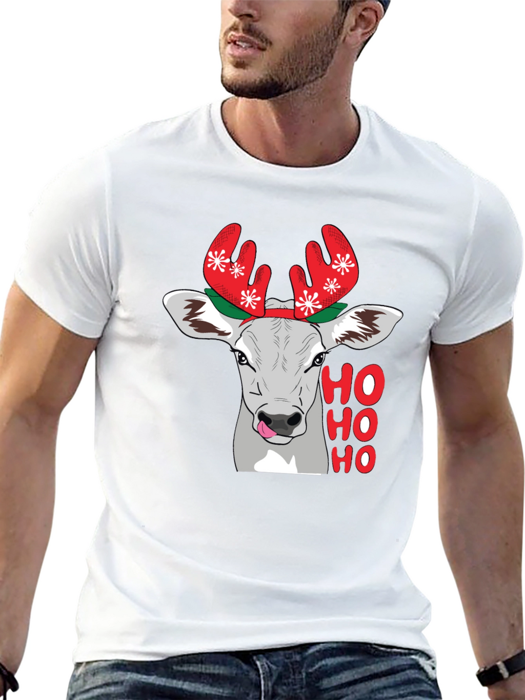 Festive Cow Ho Ho Holiday T-Shirt