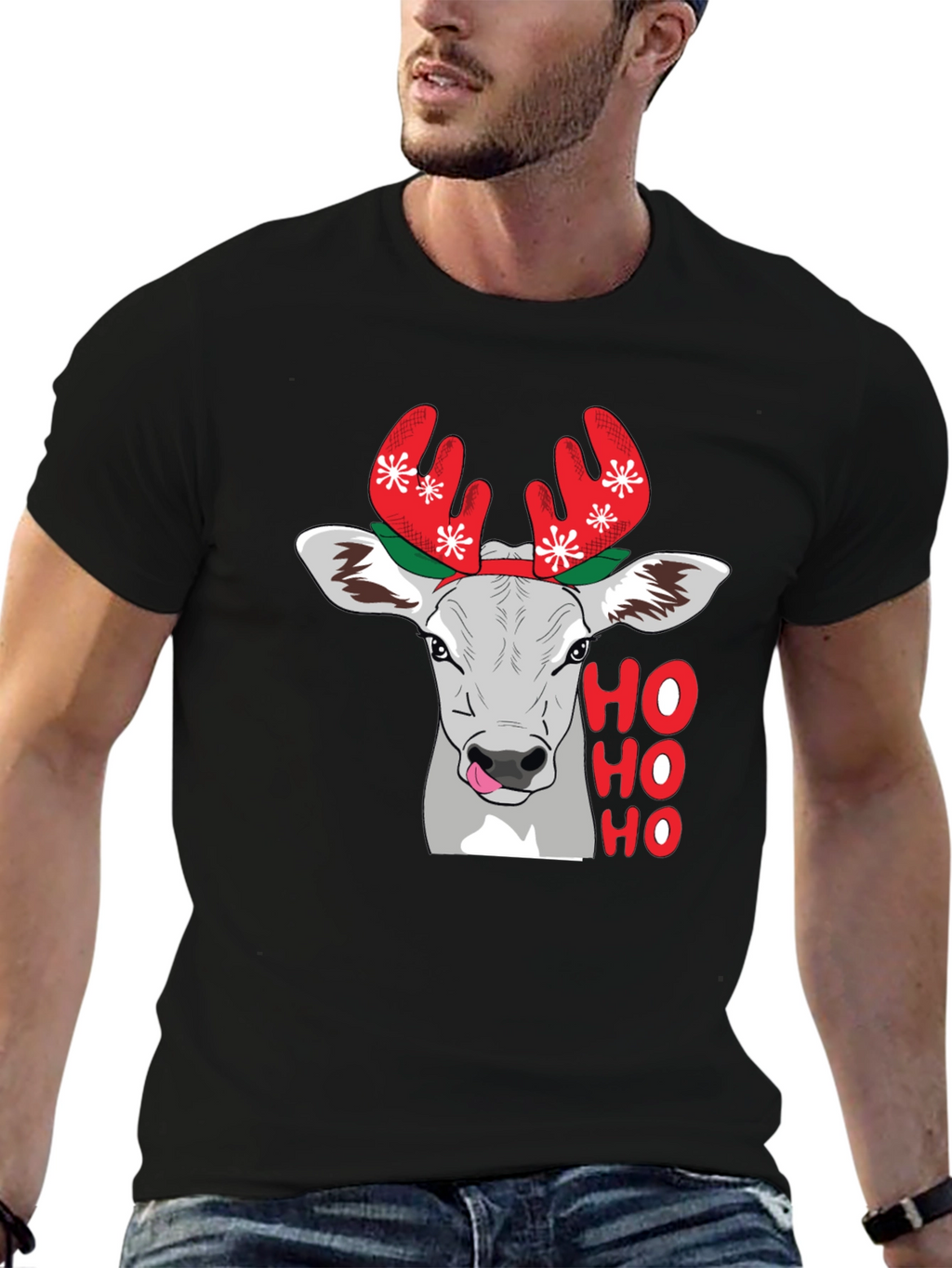 Festive Cow Ho Ho Holiday T-Shirt