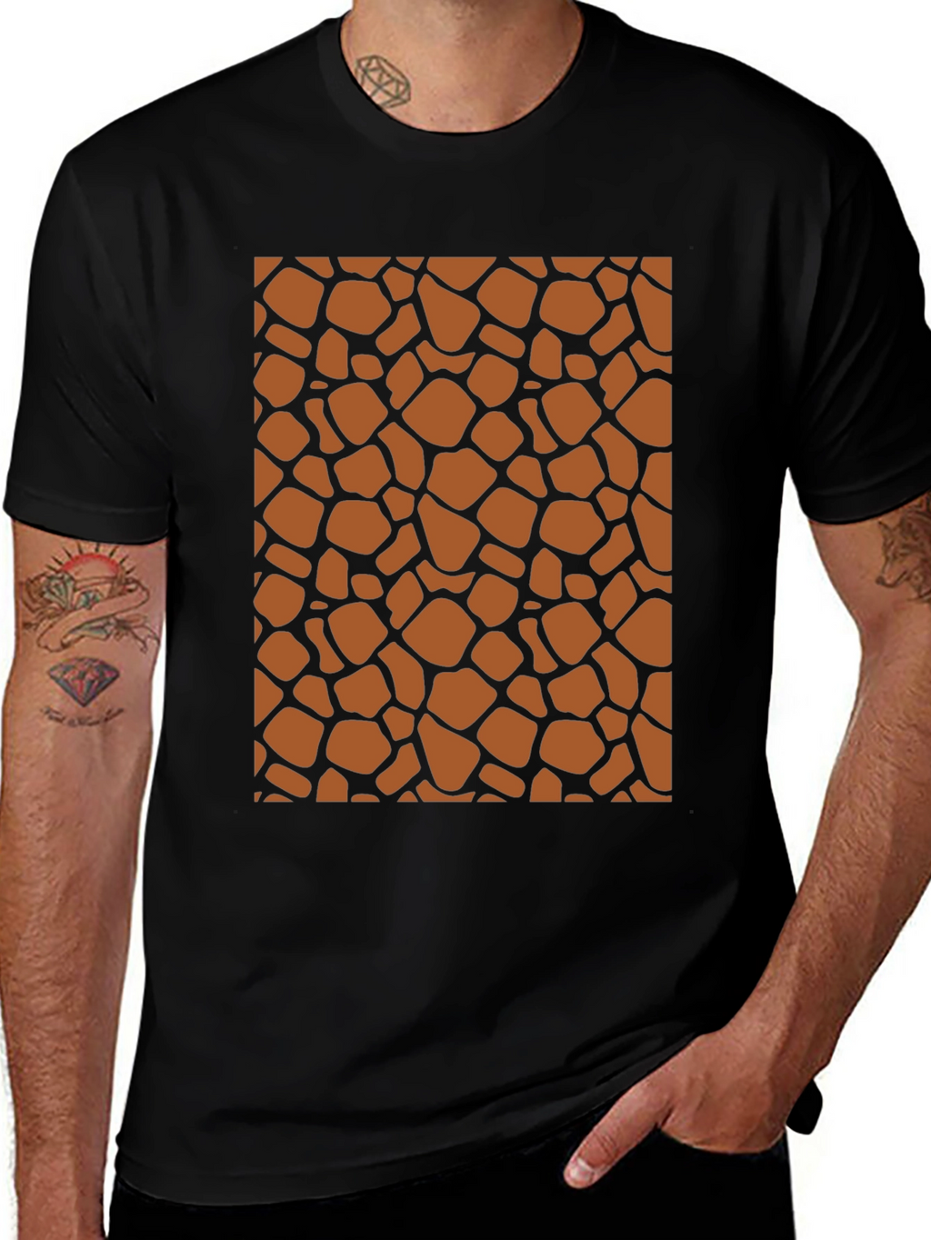 Giraffe Print Tee - Stylish Animal Pattern T-Shirt